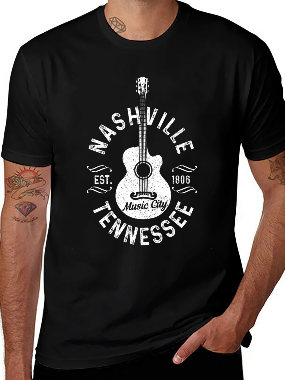 Nashville Tennessee Music City Guitar T-Shirt