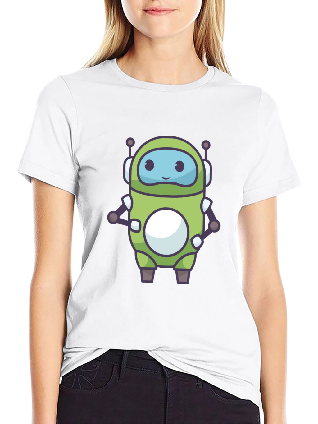 Green Robot Graphic Tee - Fun Tech Style
