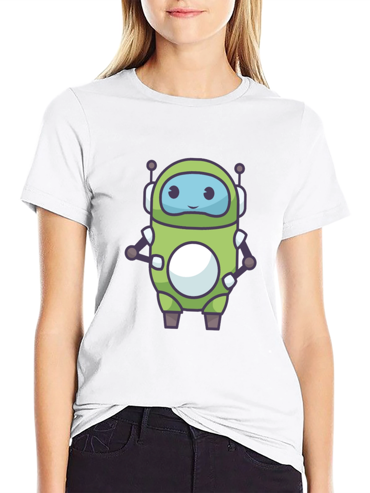 Green Robot Graphic Tee - Fun Tech Style