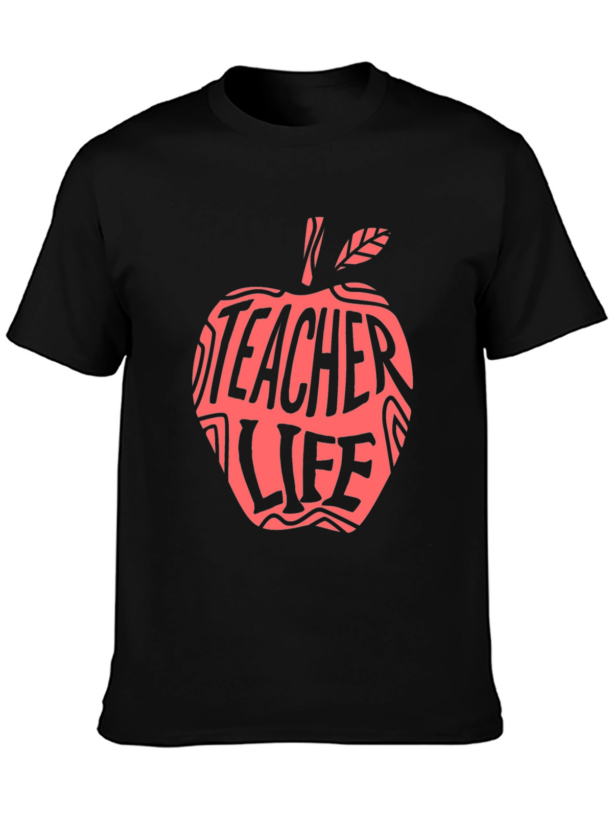 Teacher Life Apple Graphic Tee - Black