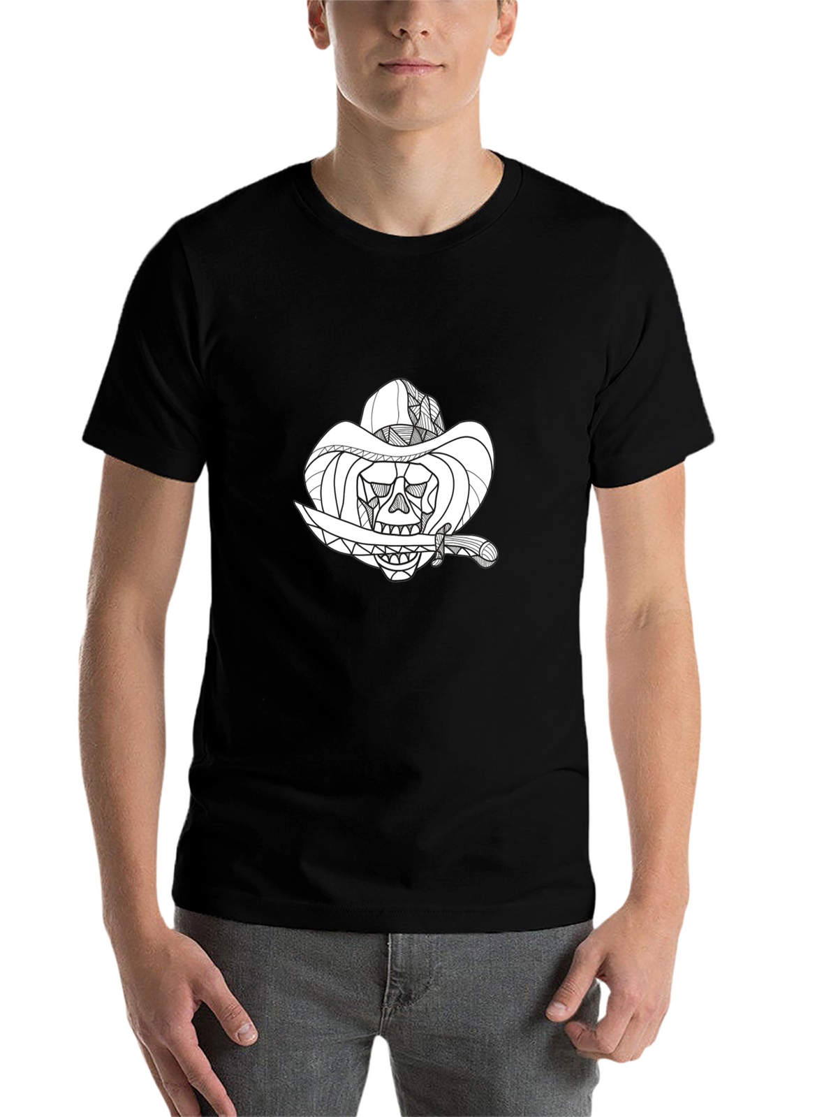 Black Skull Cowboy Graphic T-Shirt