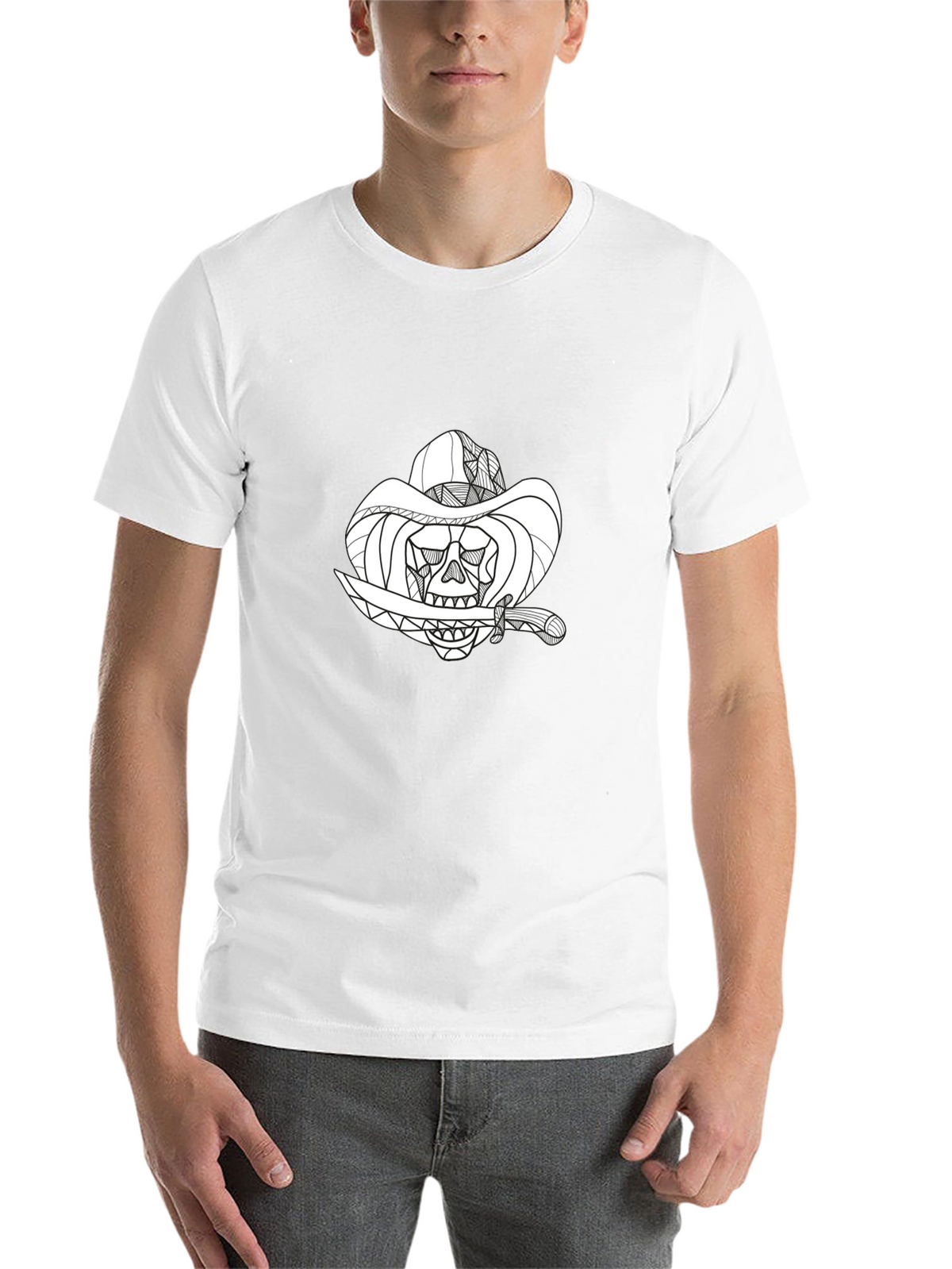 Black Skull Cowboy Graphic T-Shirt