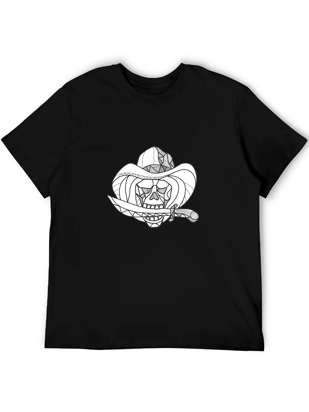 Black Skull Cowboy Graphic T-Shirt