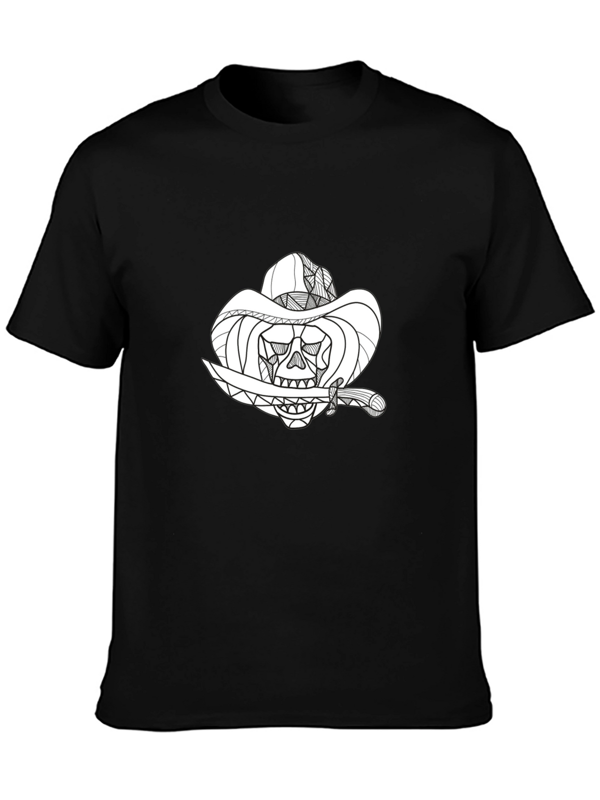 Black Skull Cowboy Graphic T-Shirt