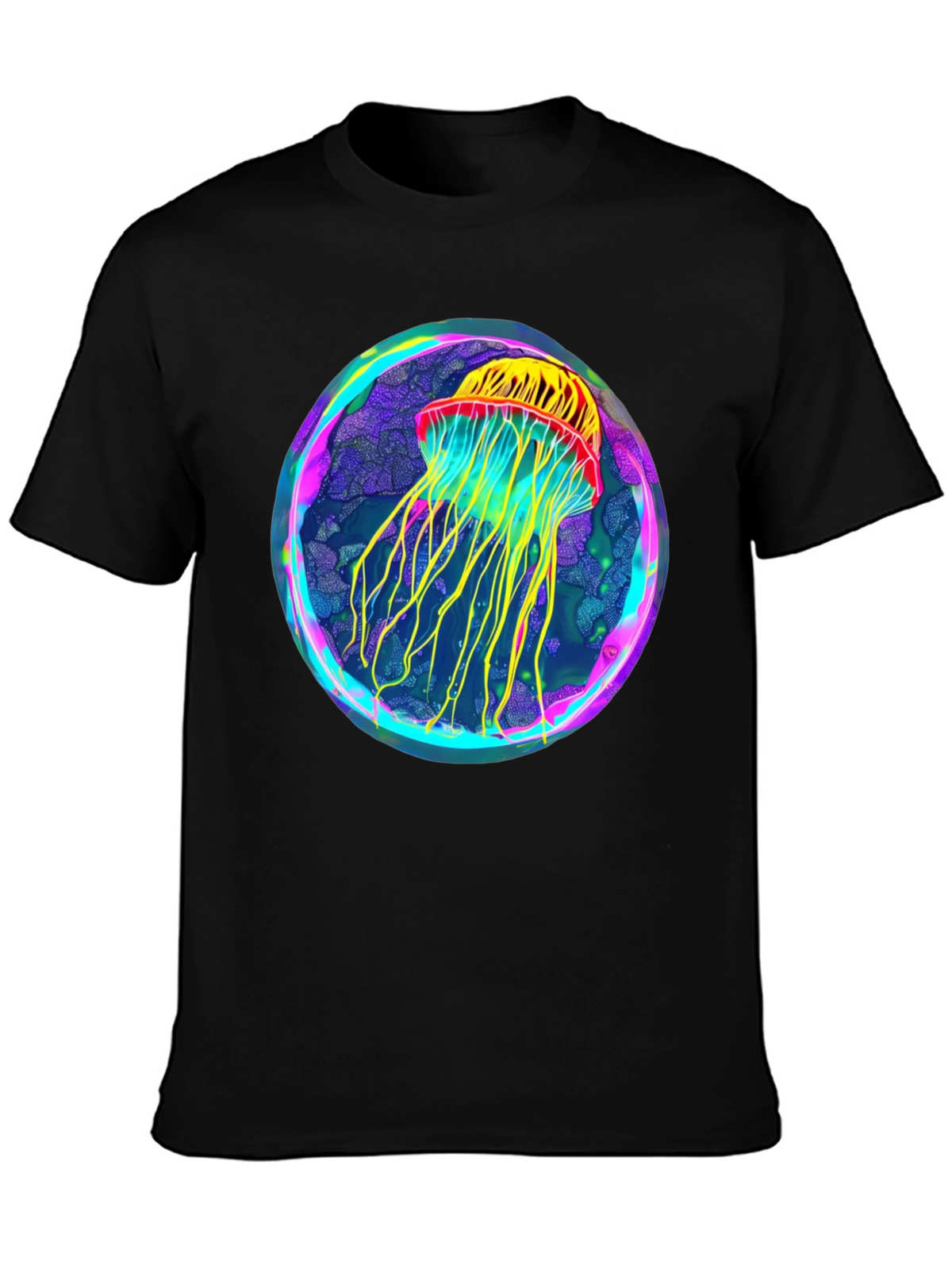 Neon Jellyfish Graphic Black Tee