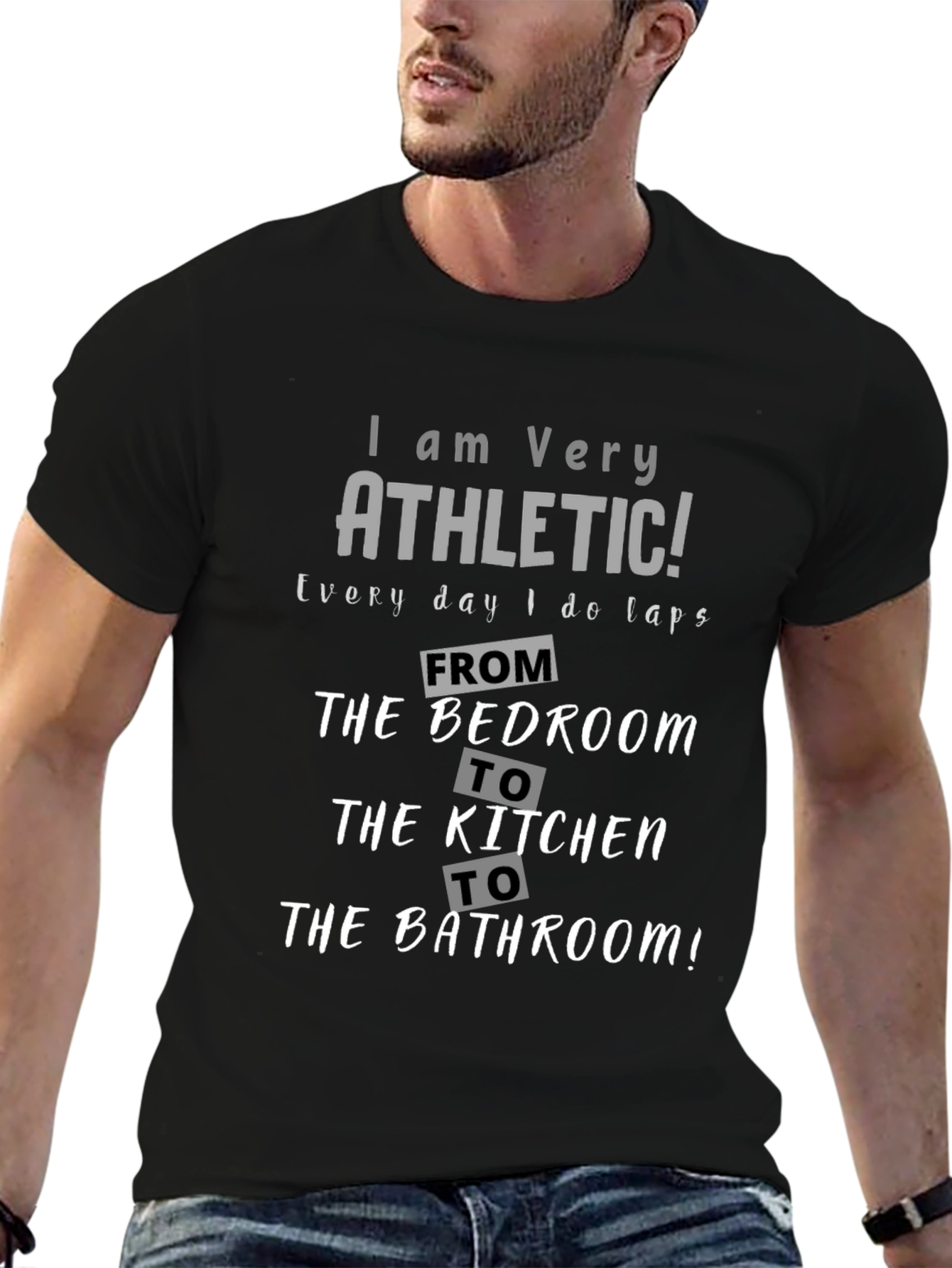 Funny Athletic T-Shirt - Bedroom to Bathroom Laps