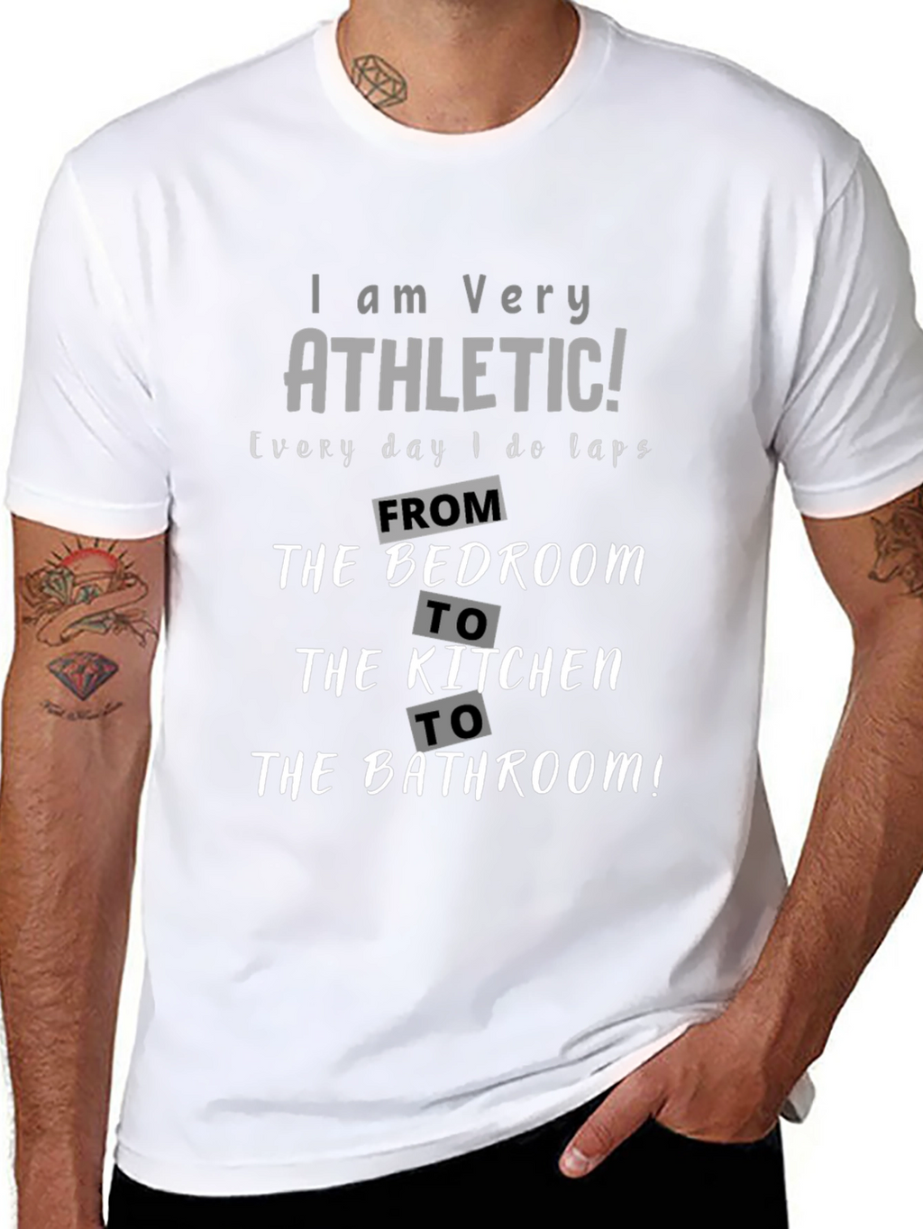 Funny Athletic T-Shirt - Bedroom to Bathroom Laps