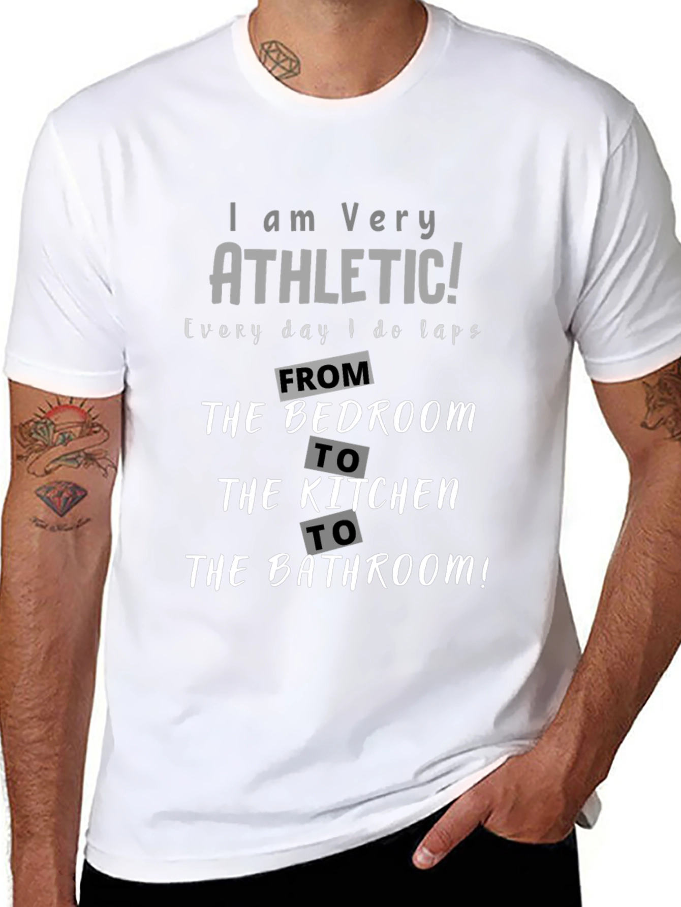 Funny Athletic T-Shirt - Bedroom to Bathroom Laps