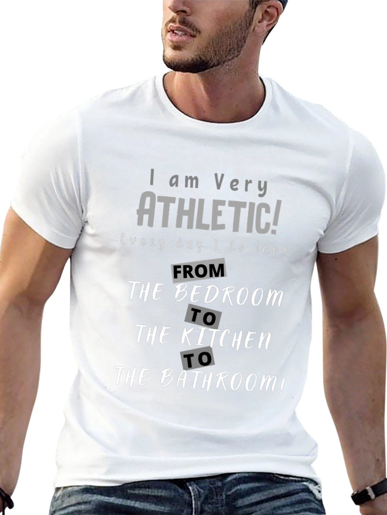 Funny Athletic T-Shirt - Bedroom to Bathroom Laps