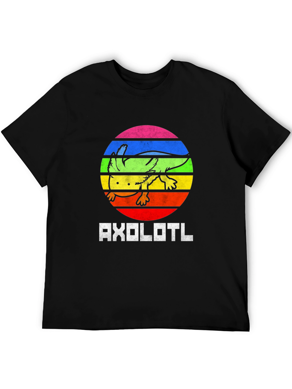 Axolotl Rainbow Circle Graphic Tee - Black