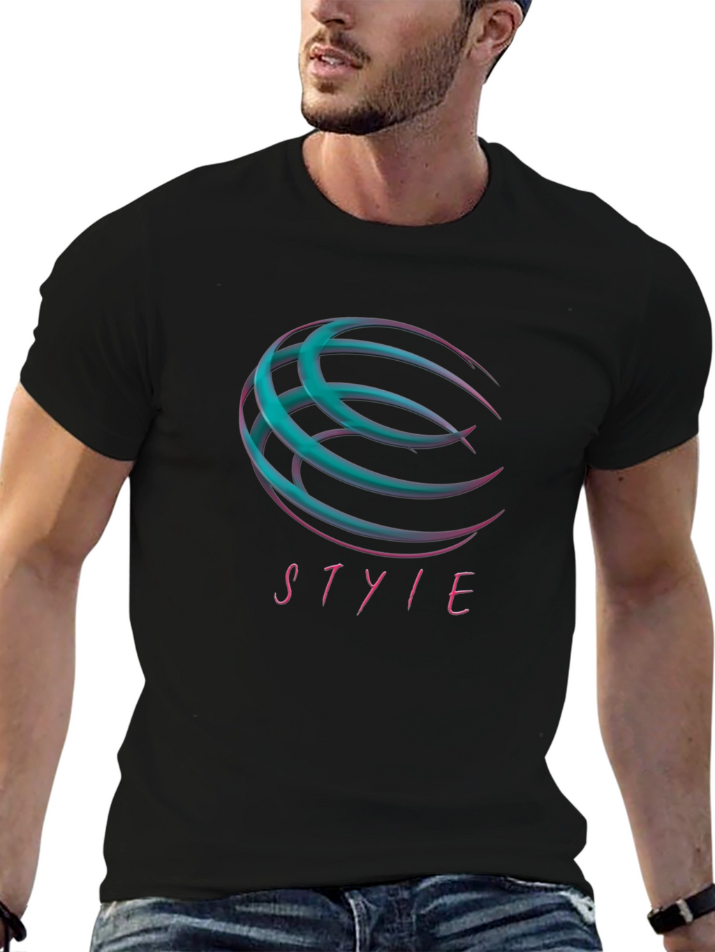 Stylish Abstract Graphic Black T-Shirt