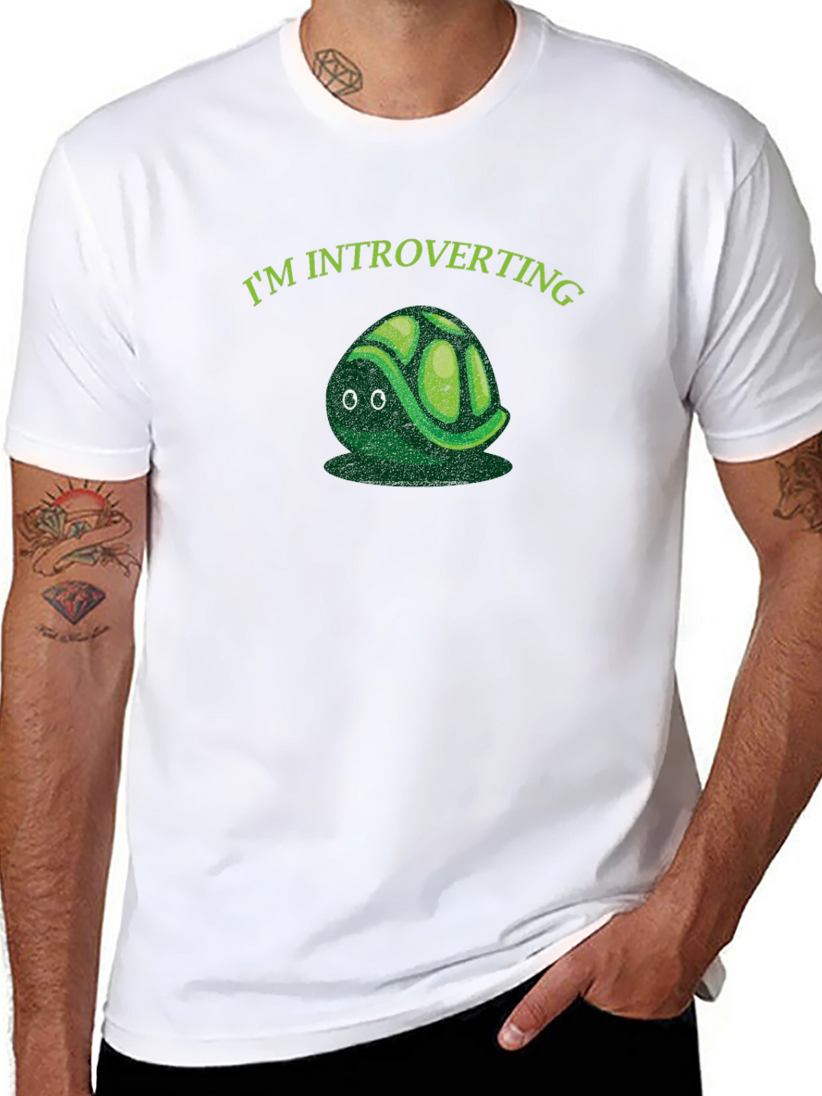 Introverting Turtle Graphic Tee - Black