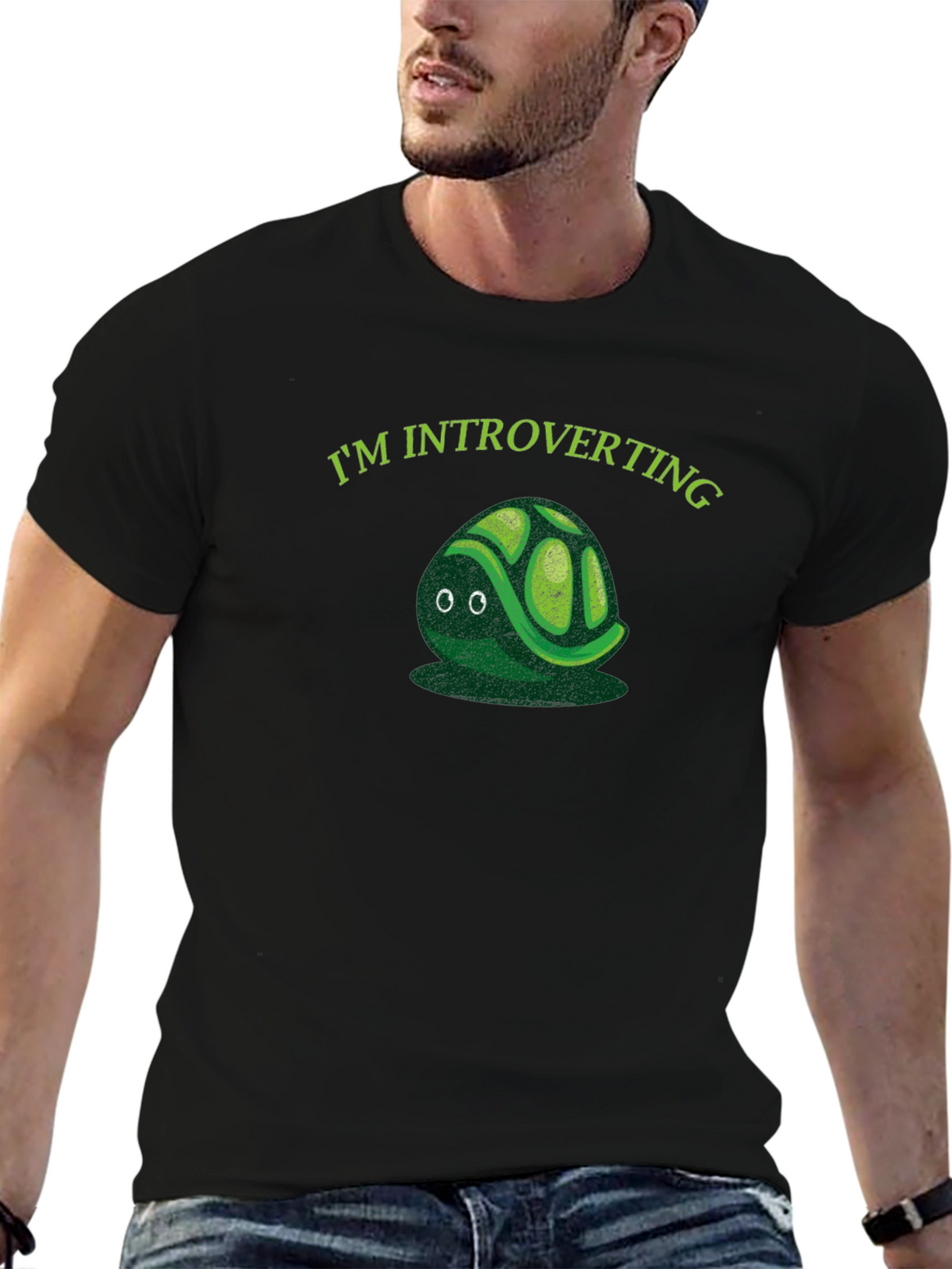 Introverting Turtle Graphic Tee - Black