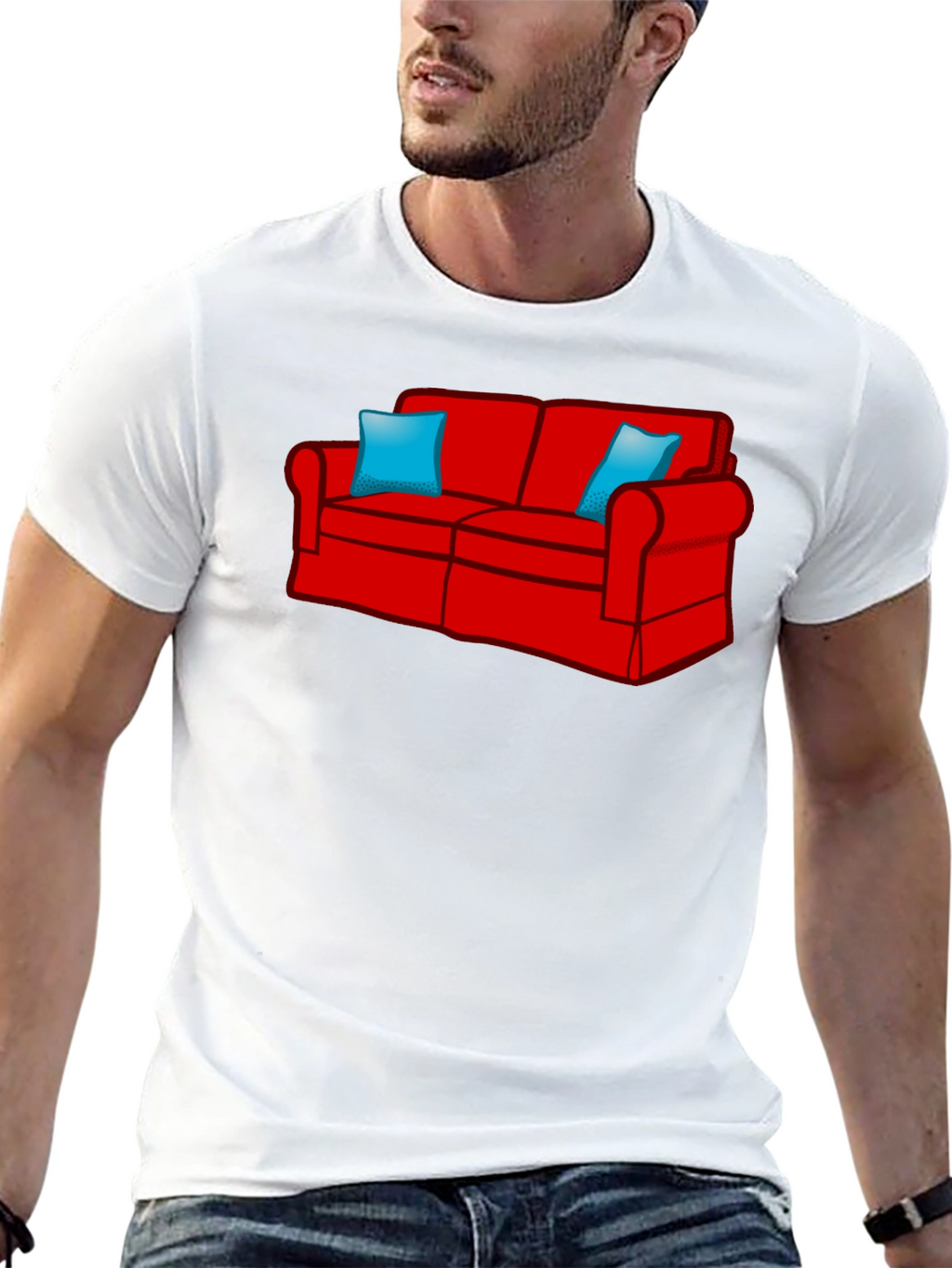 Novelty Couch Graphic Tee - Comfy Style