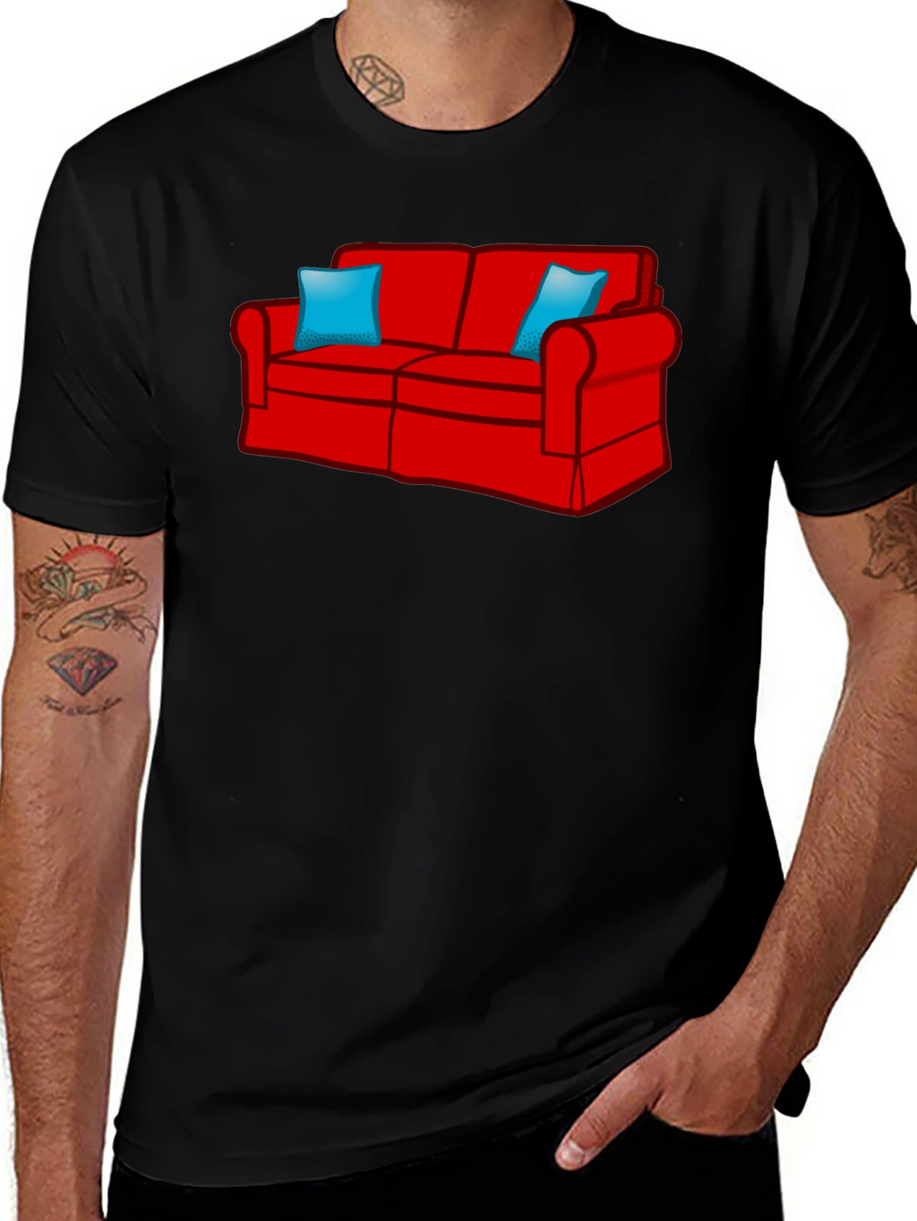 Novelty Couch Graphic Tee - Comfy Style