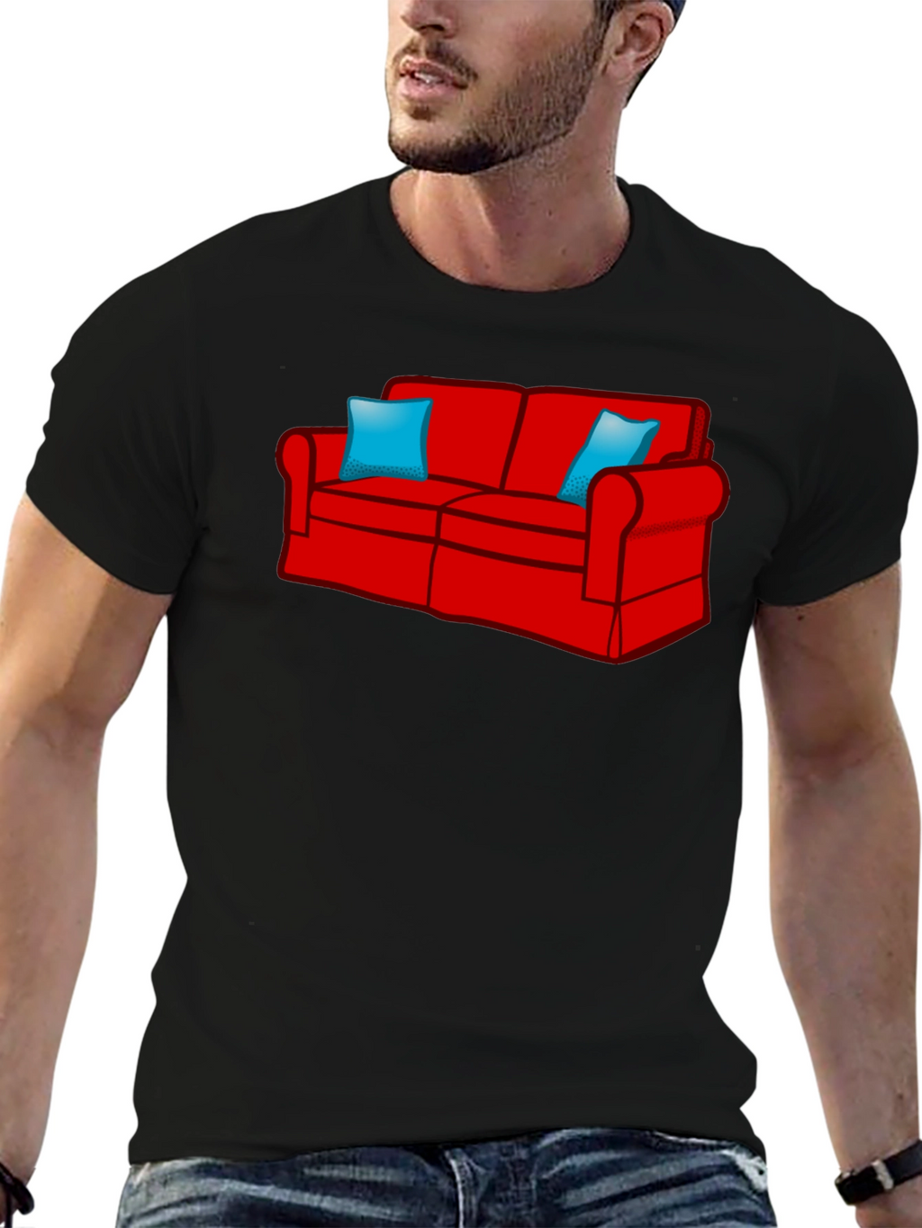 Novelty Couch Graphic Tee - Comfy Style