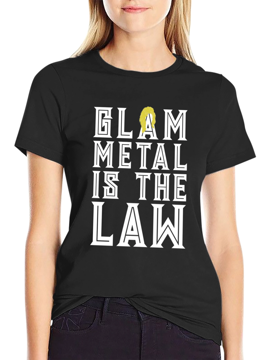 Glam Metal is the Law Black Graphic Tee Shirt