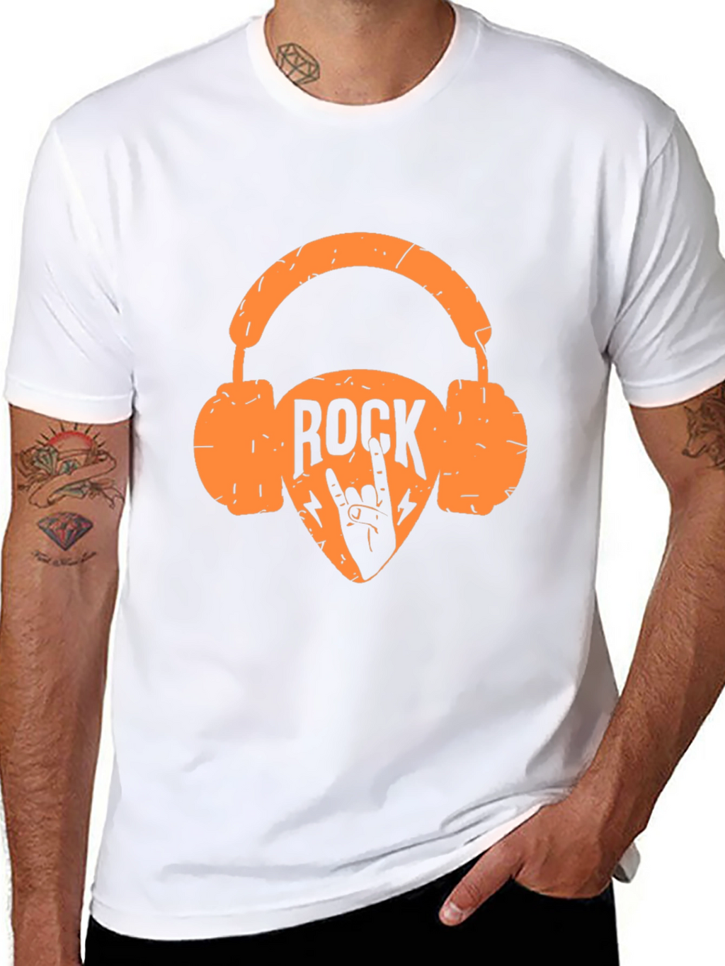 Rock Music Headphones Graphic Tee - Black T-Shirt