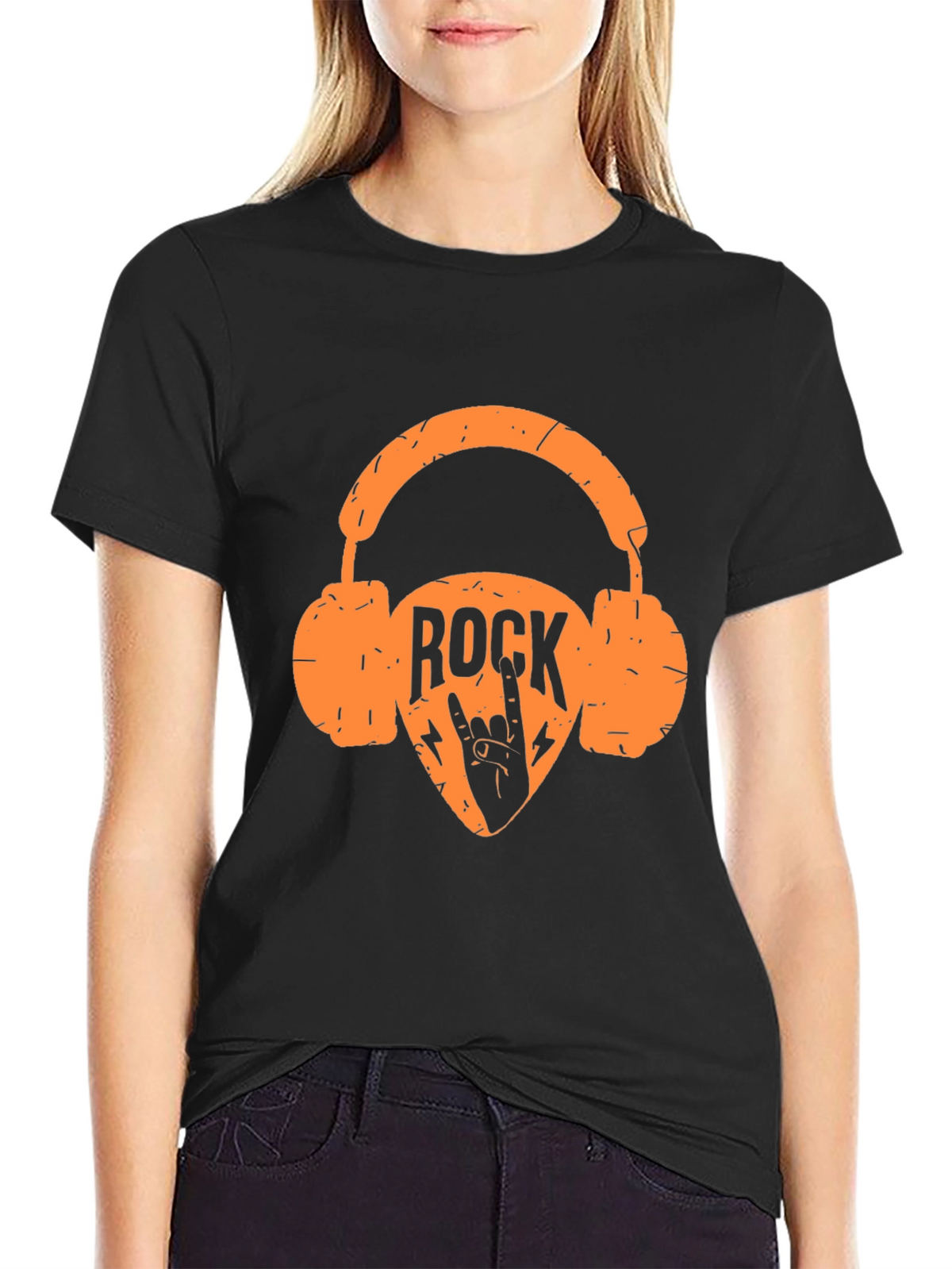 Rock Music Headphones Graphic Tee - Black T-Shirt