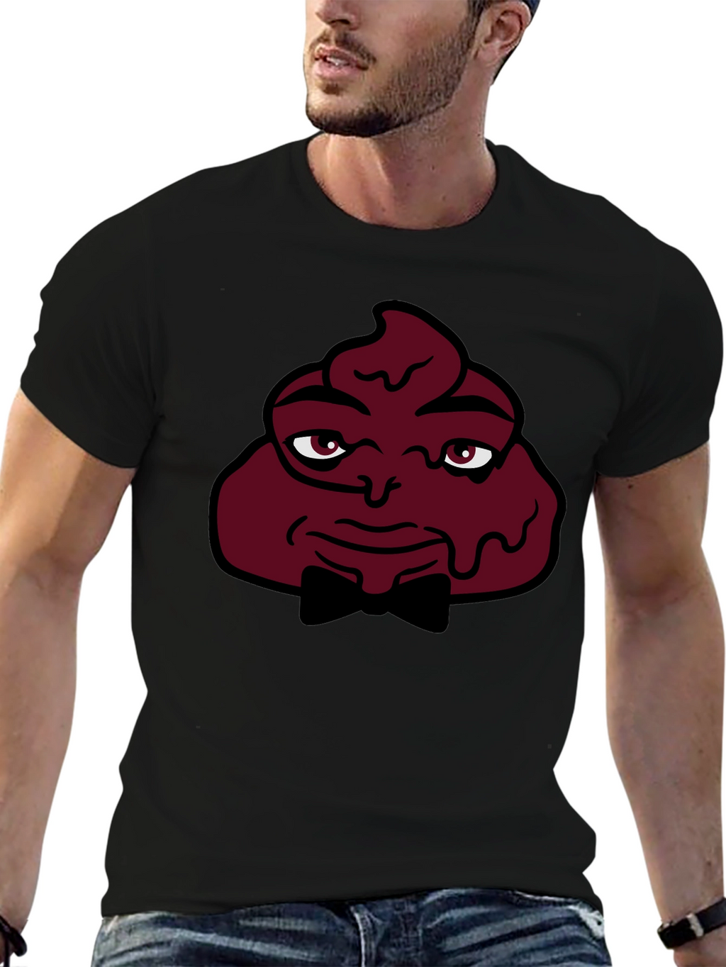 Funny Poop Emoji Man T-Shirt - Black