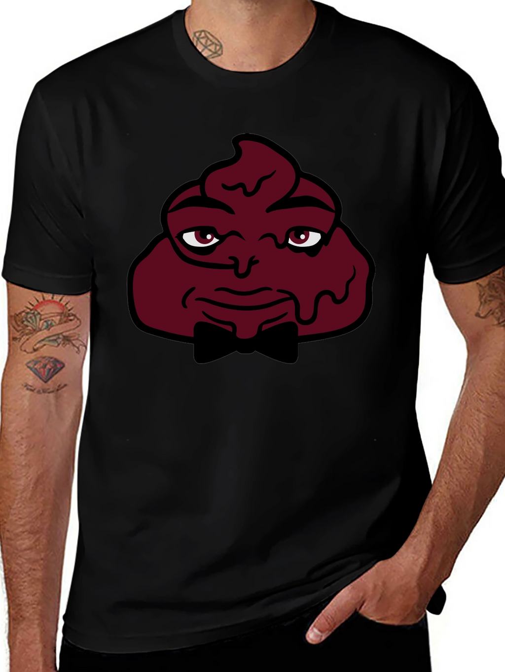 Funny Poop Emoji Man T-Shirt - Black