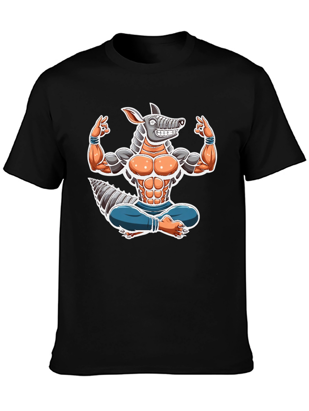 Armadillo Yoga Graphic Tee - Black Cotton T-Shirt