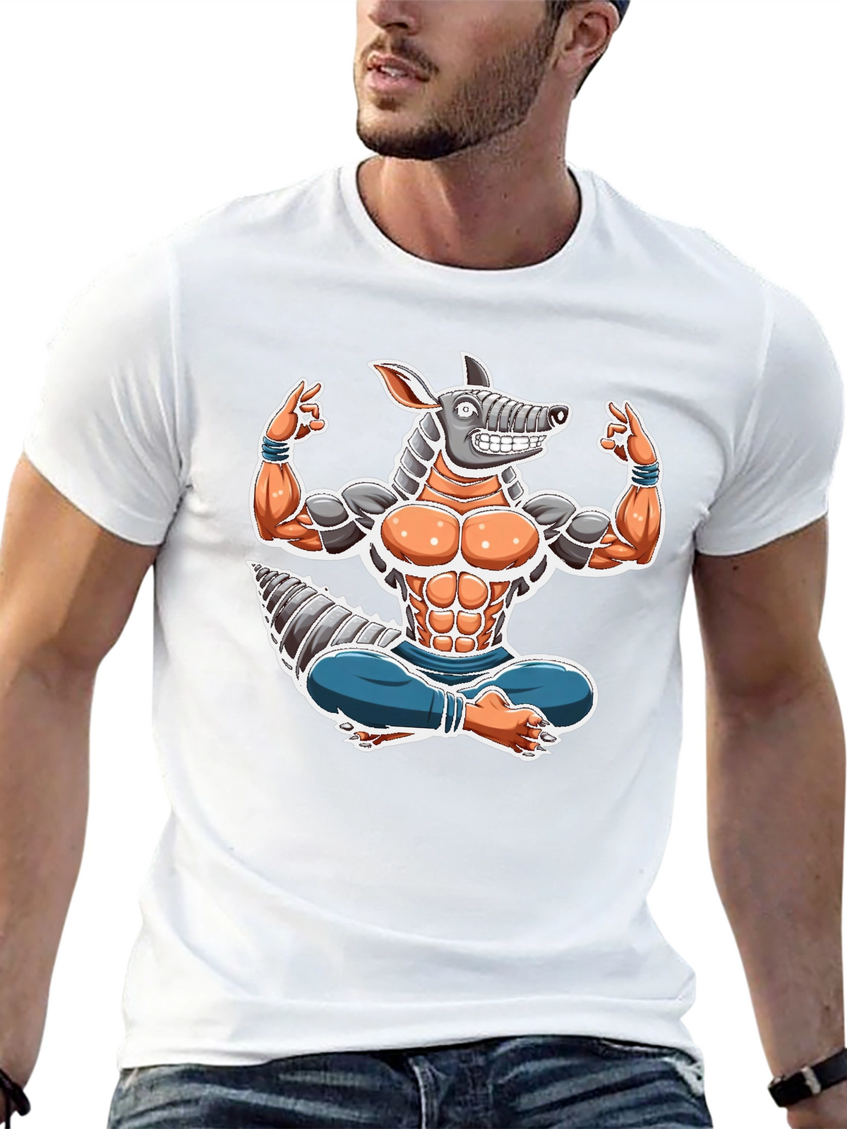 Armadillo Yoga Graphic Tee - Black Cotton T-Shirt