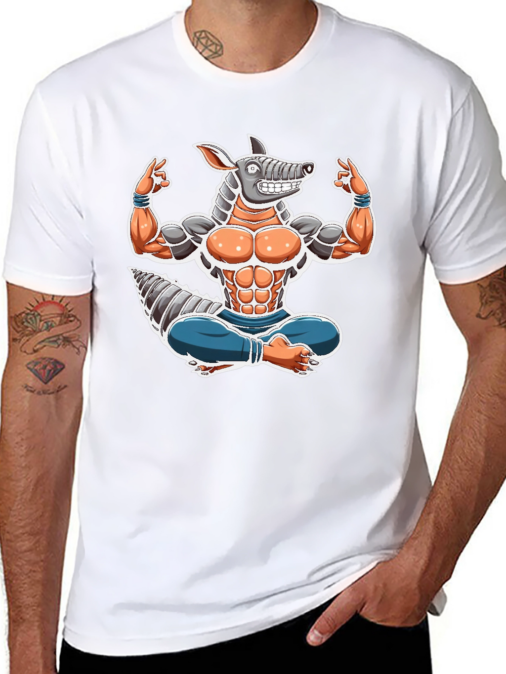 Armadillo Yoga Graphic Tee - Black Cotton T-Shirt