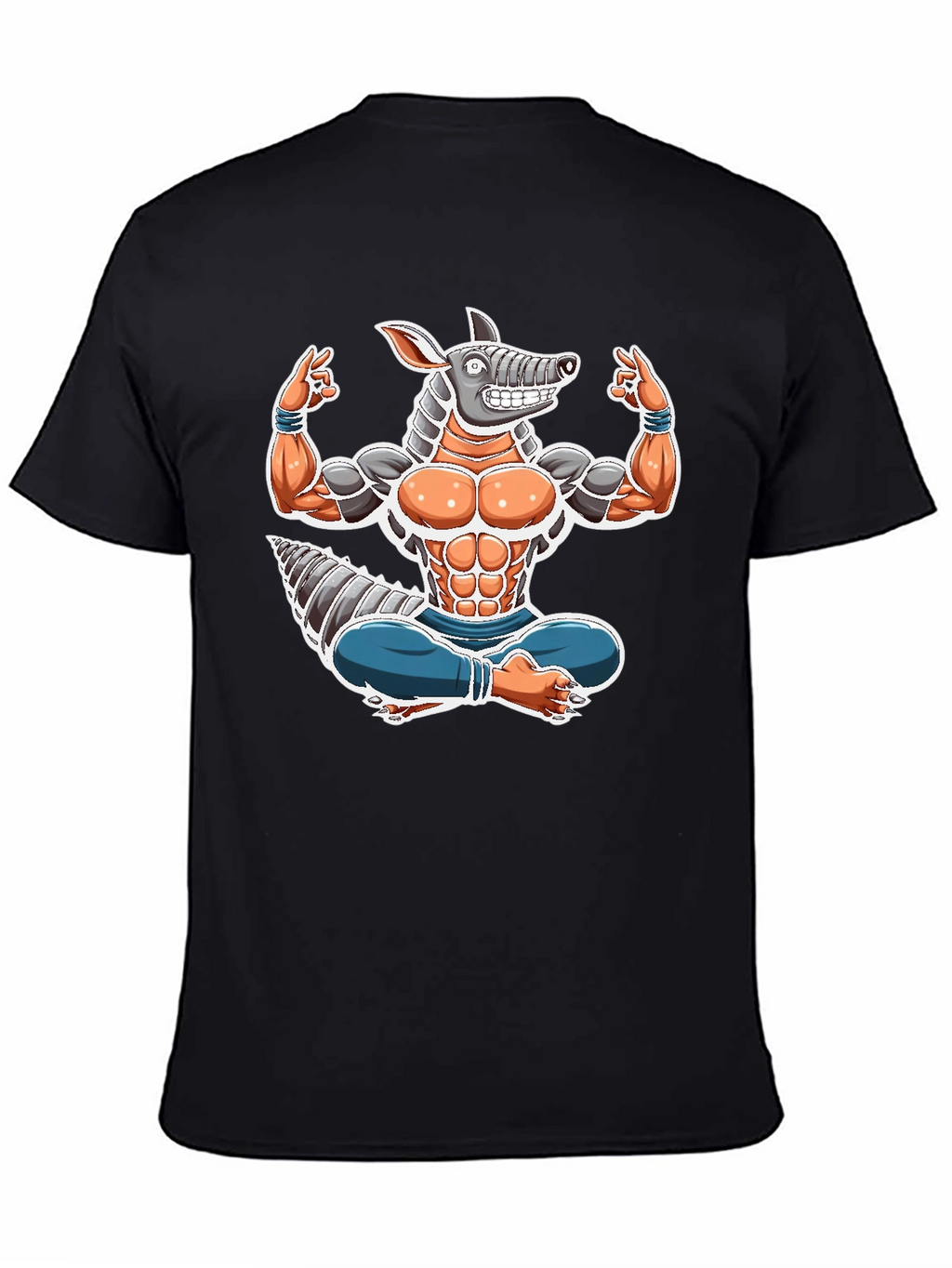 Armadillo Yoga Graphic Tee - Black Cotton T-Shirt