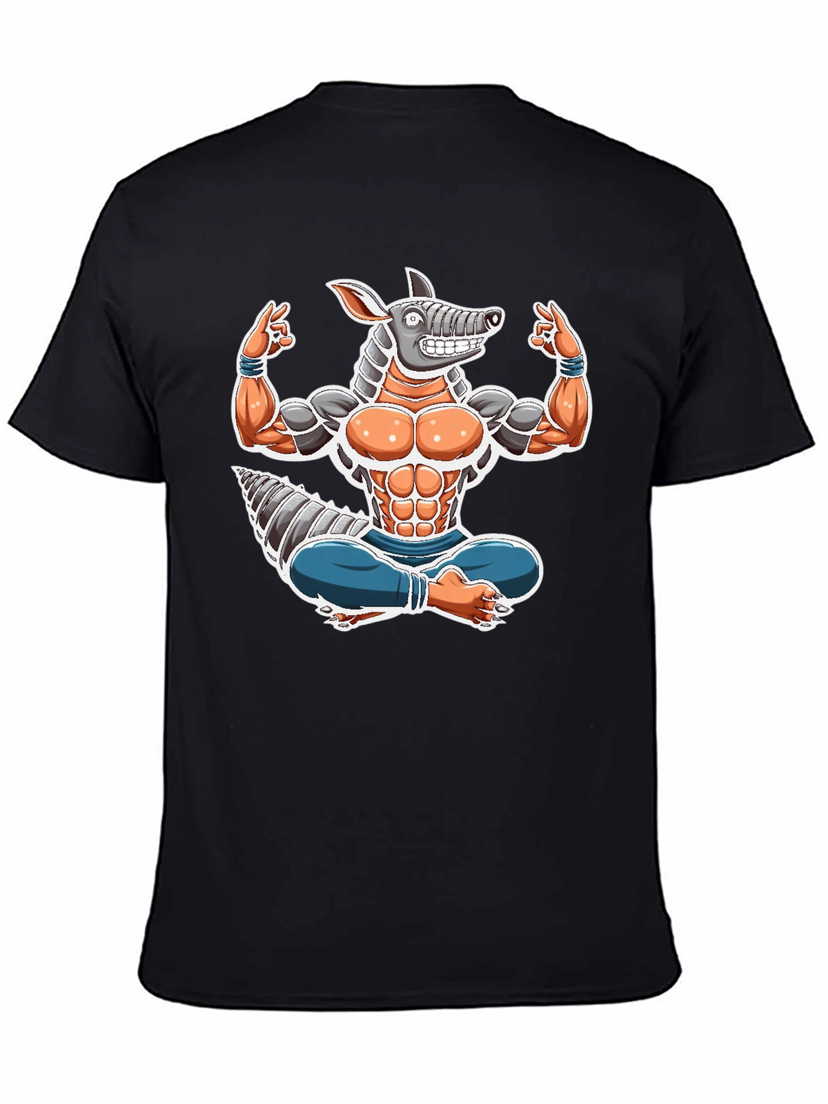 Armadillo Yoga Graphic Tee - Black Cotton T-Shirt