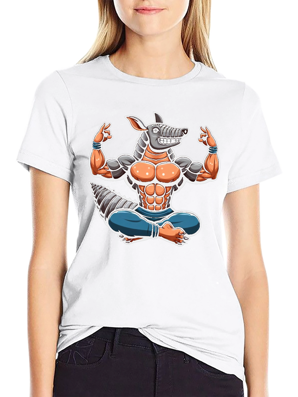 Armadillo Yoga Graphic Tee - Black Cotton T-Shirt