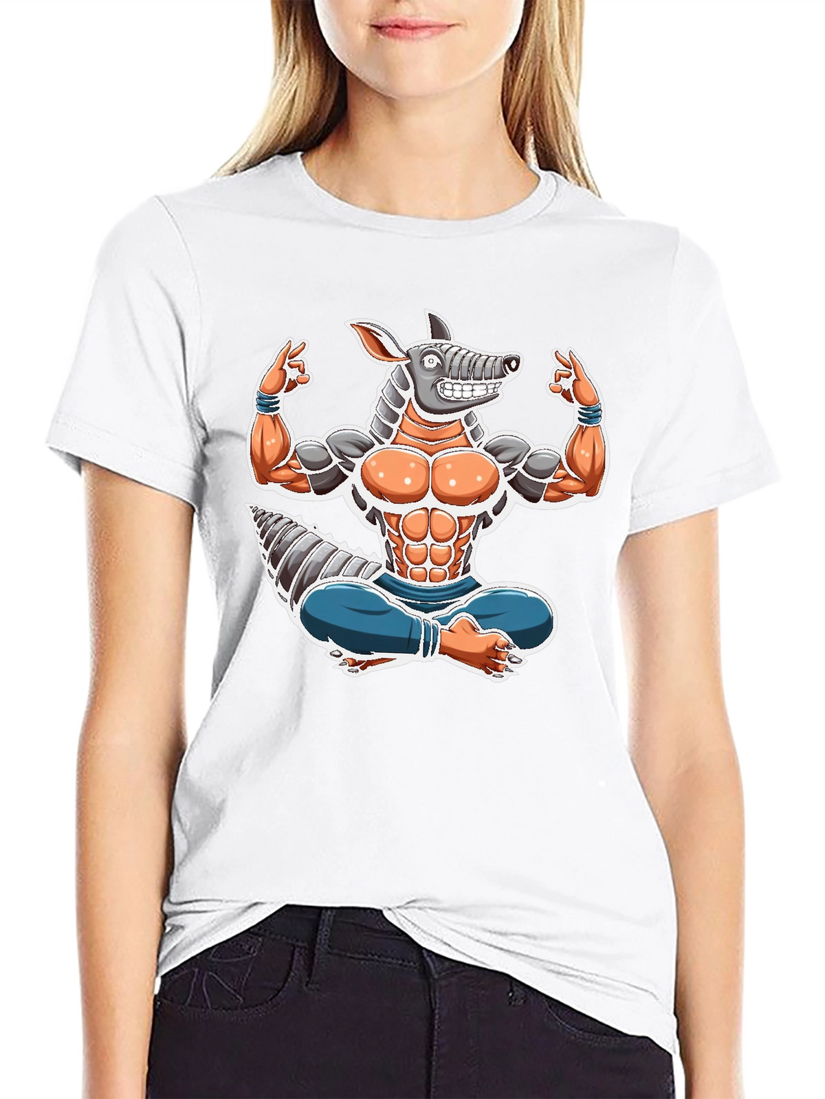 Armadillo Yoga Graphic Tee - Black Cotton T-Shirt