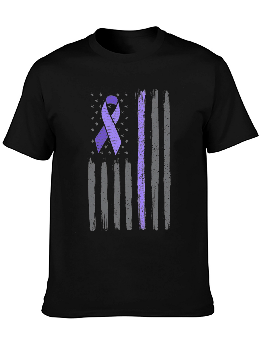 Purple Ribbon American Flag T-Shirt