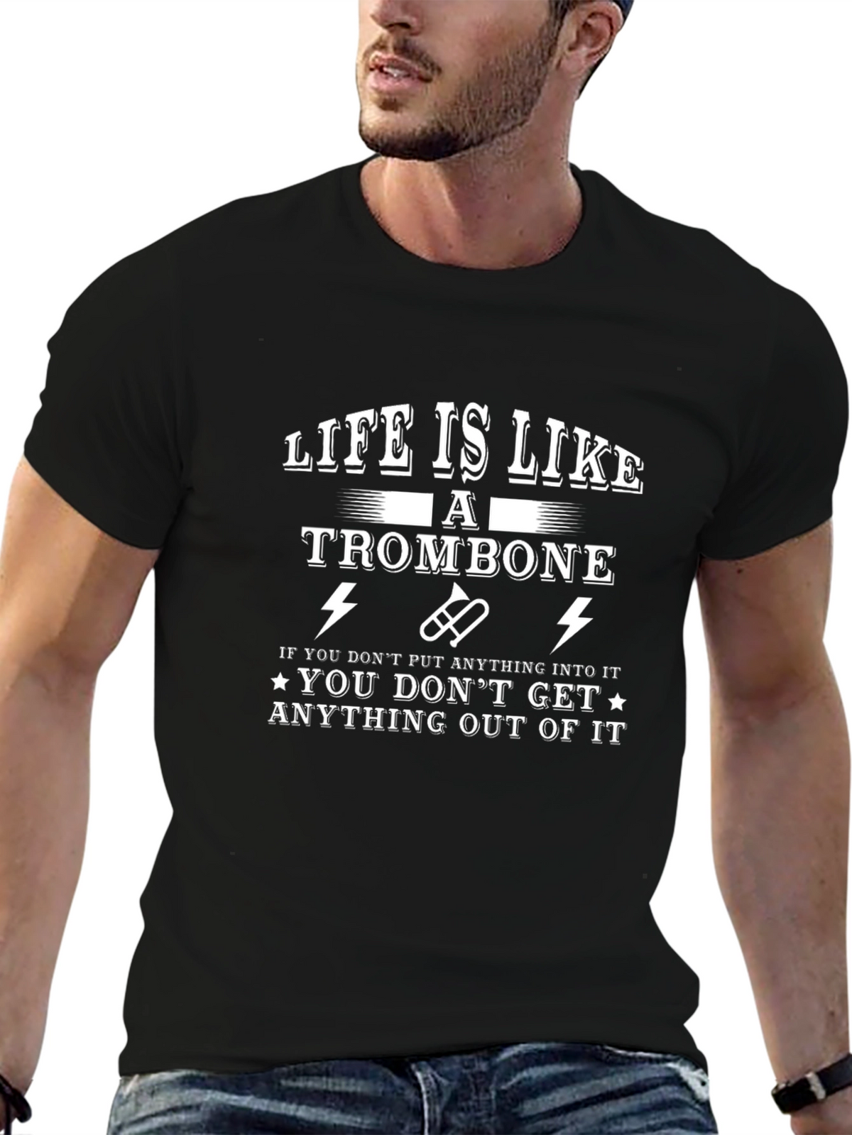 Life Is Like a Trombone Black T-Shirt
