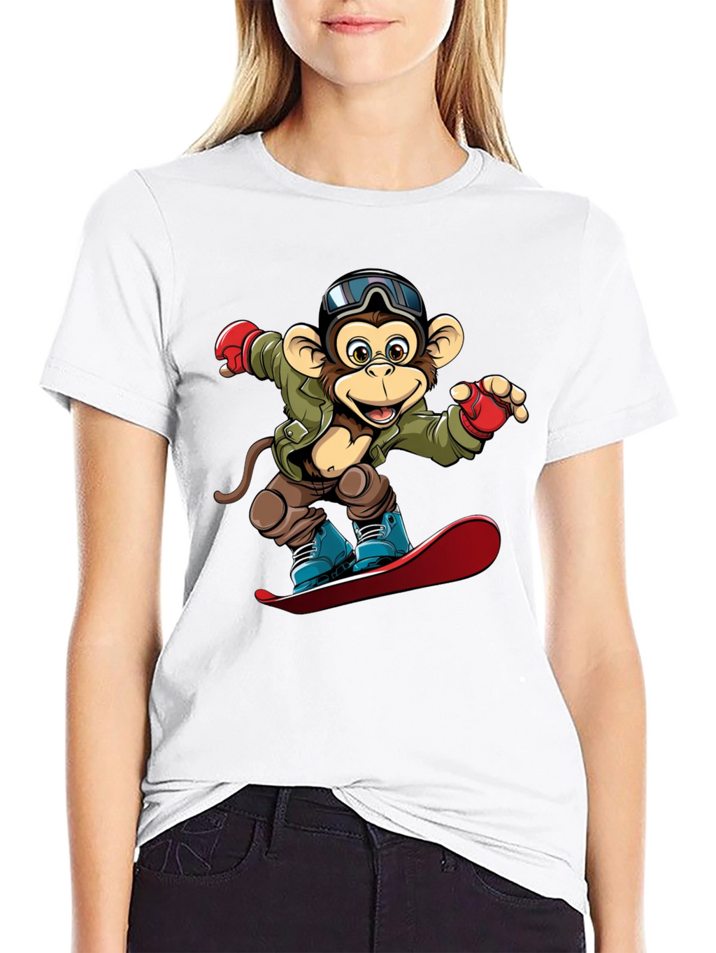 Monkey Snowboarder Graphic Tee