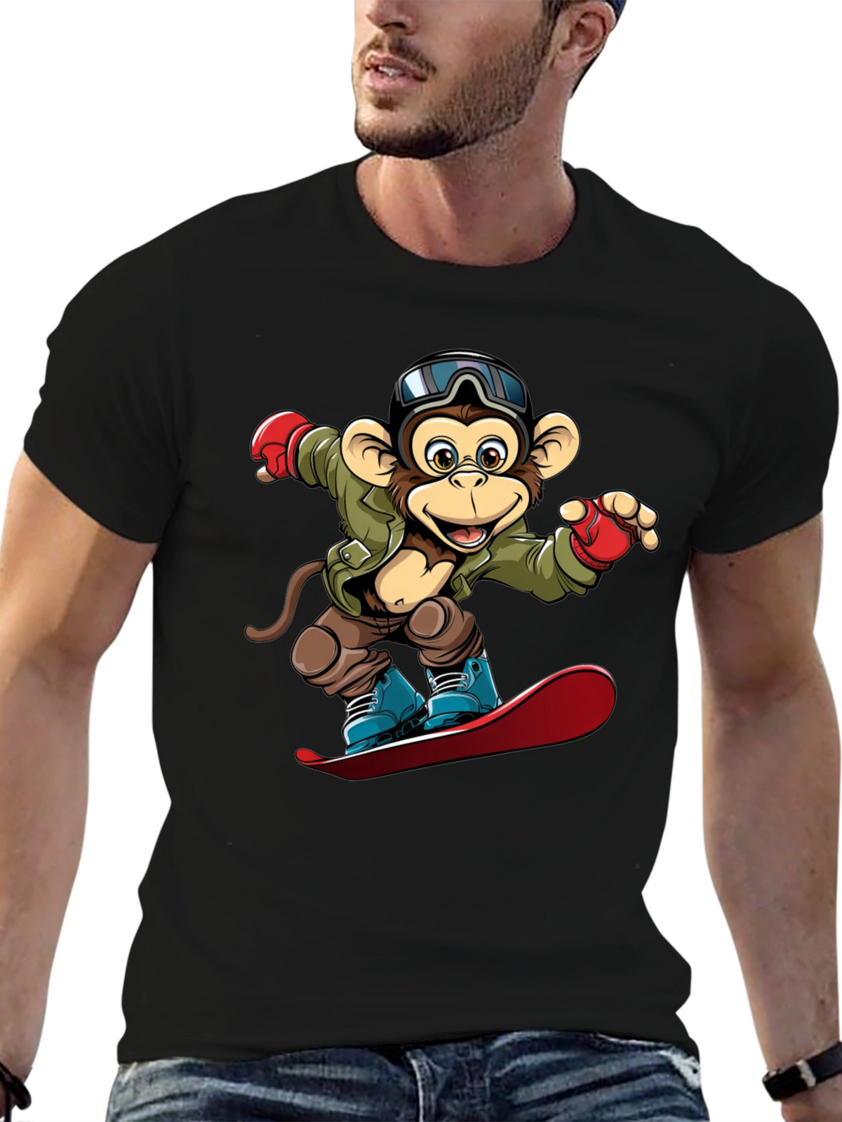 Monkey Snowboarder Graphic Tee