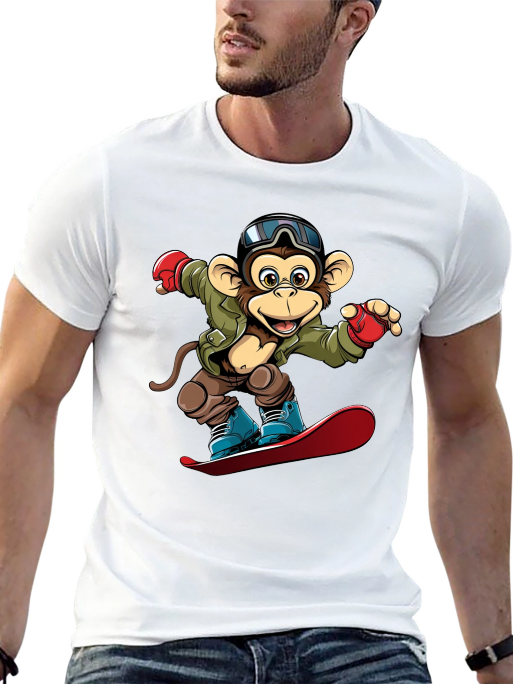 Monkey Snowboarder Graphic Tee