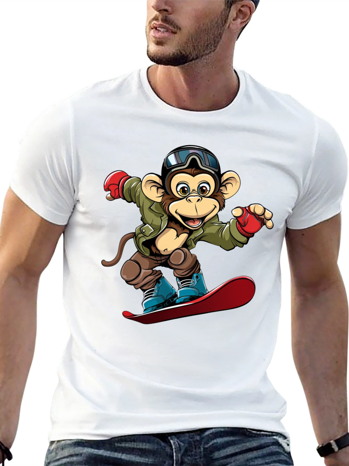 Monkey Snowboarder Graphic Tee