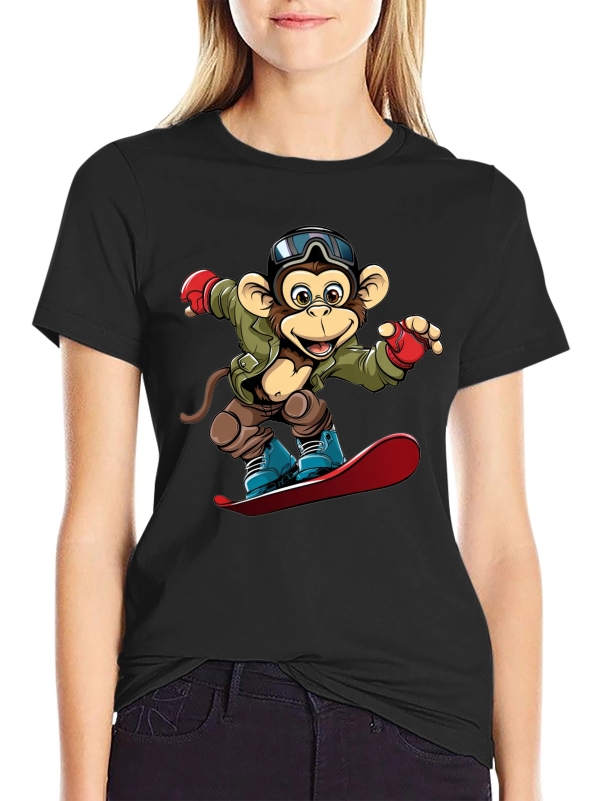 Monkey Snowboarder Graphic Tee