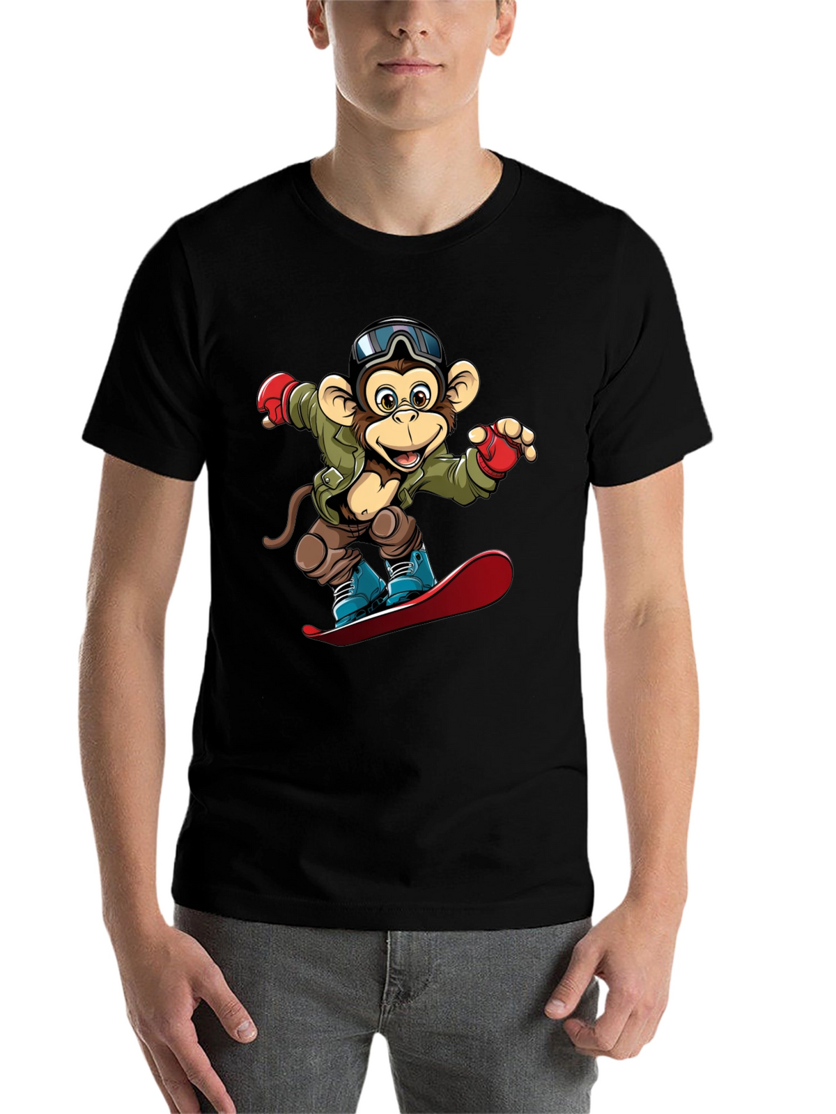Monkey Snowboarder Graphic Tee