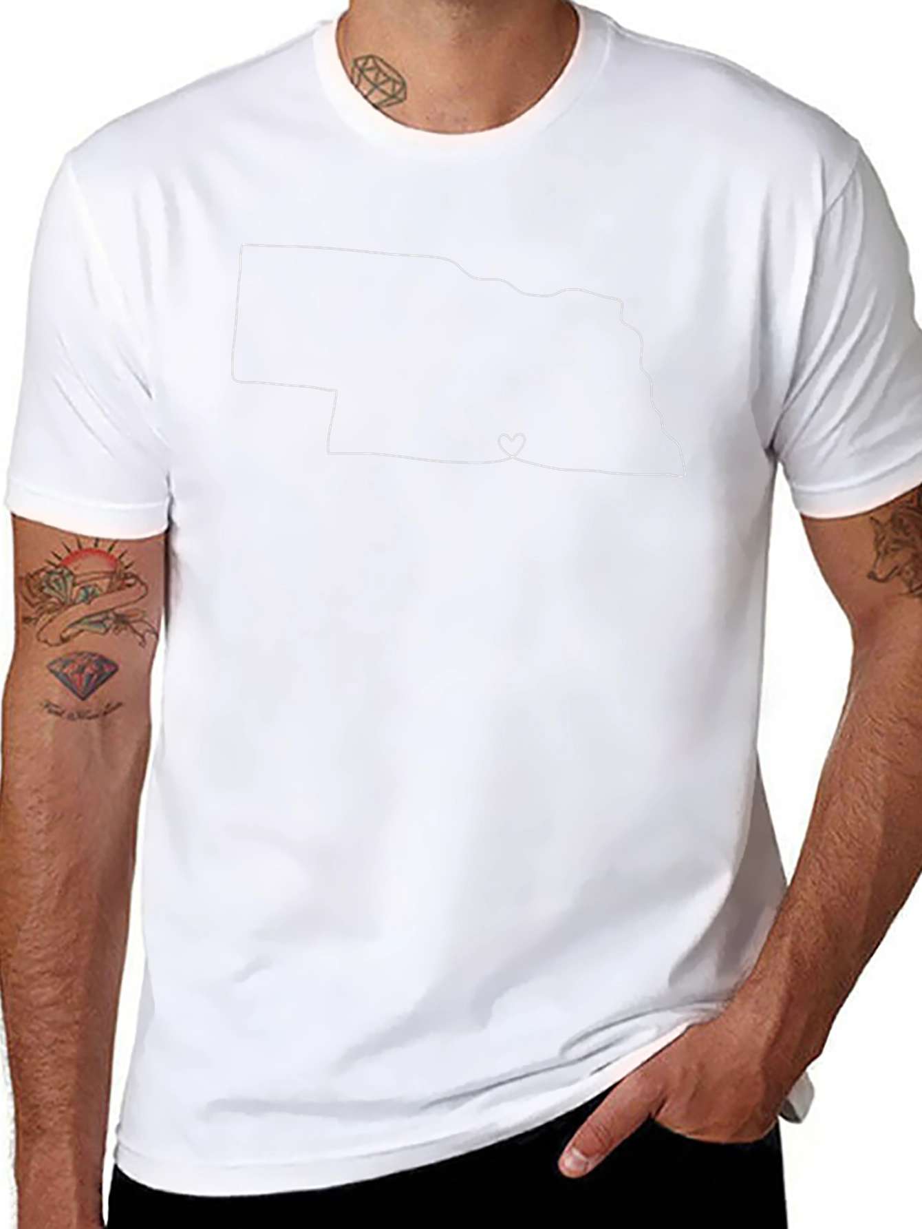 Nebraska Outline Heart T-Shirt - State Pride Tee