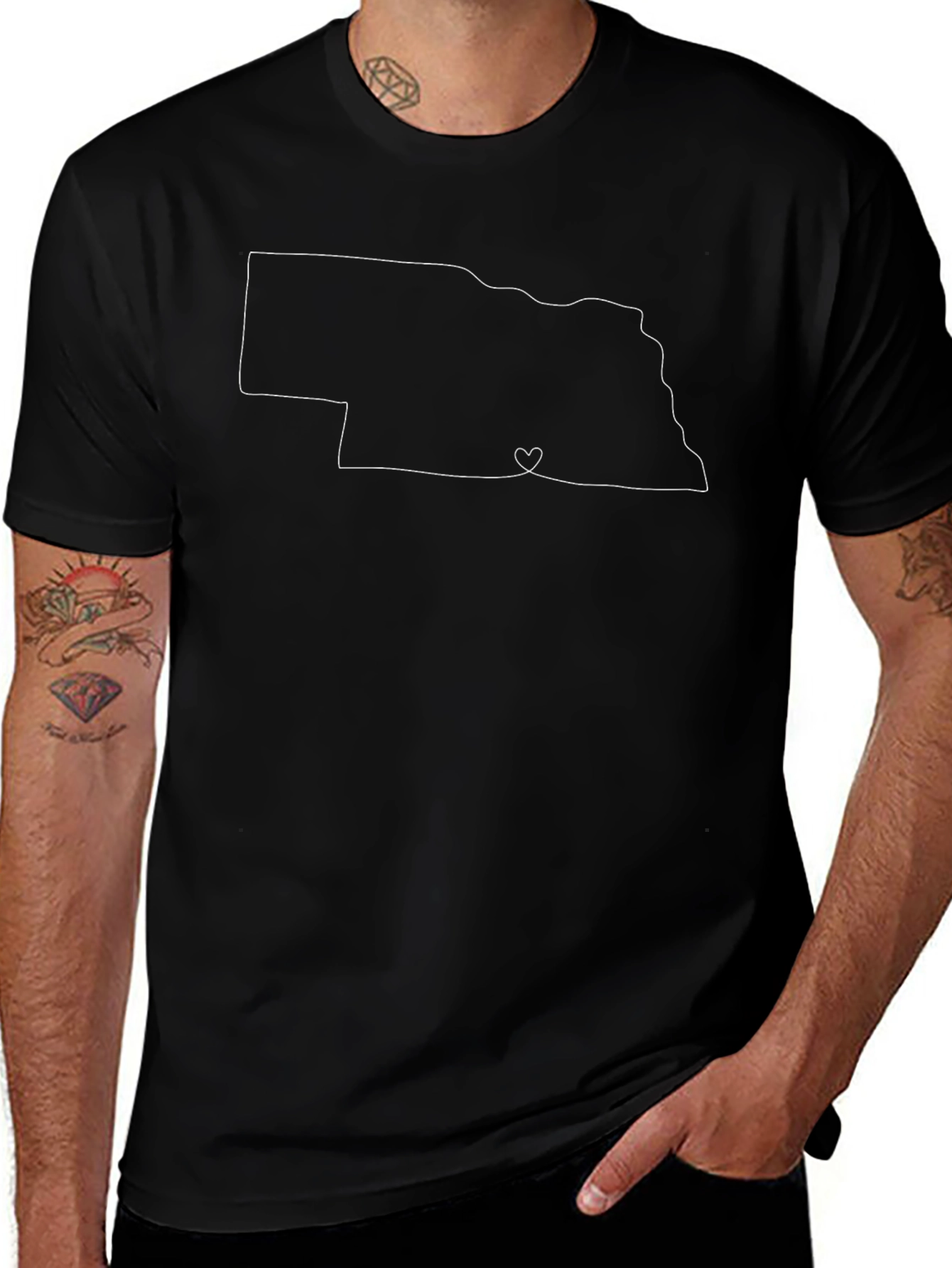 Nebraska Outline Heart T-Shirt - State Pride Tee