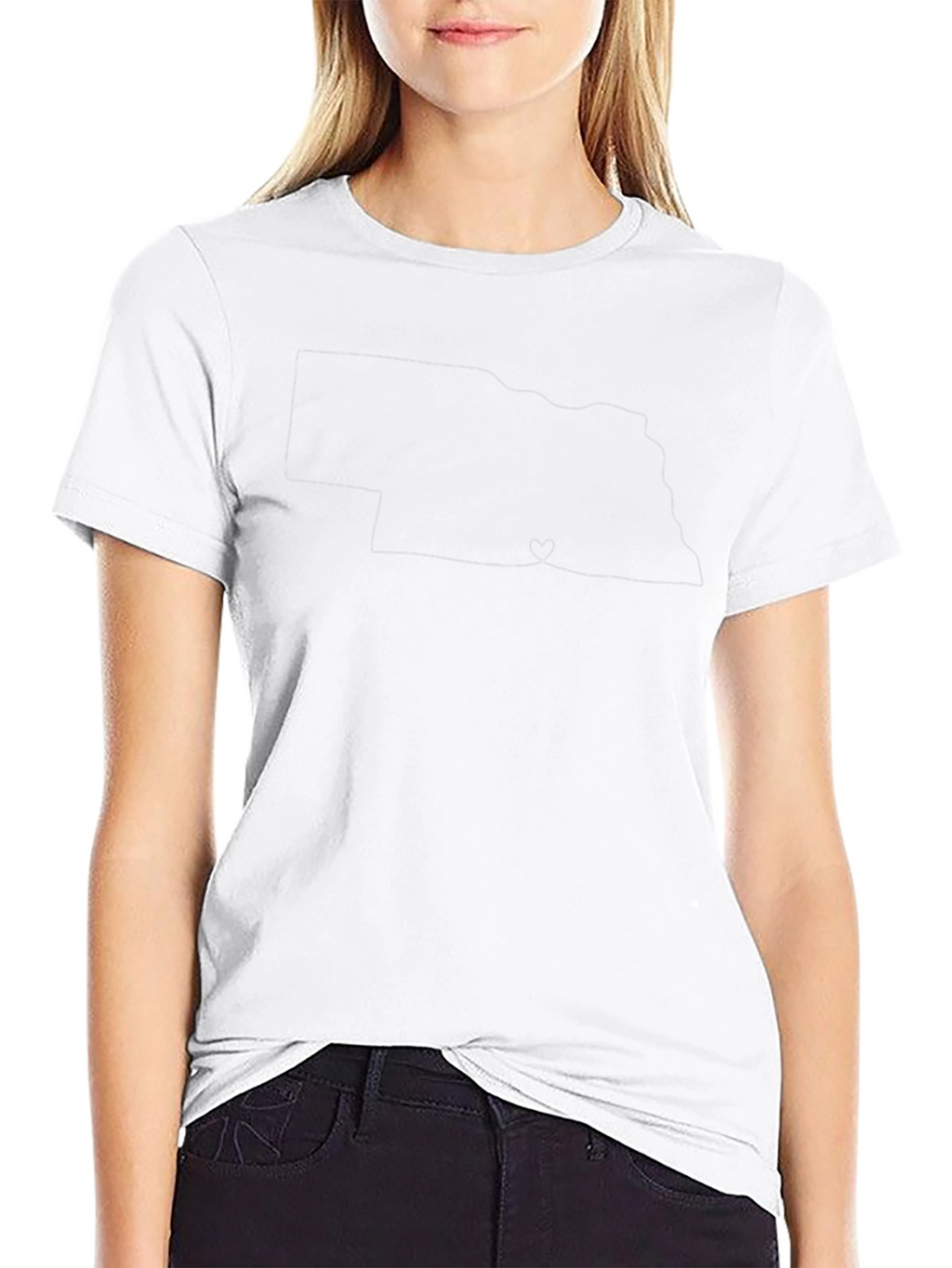 Nebraska Outline Heart T-Shirt - State Pride Tee