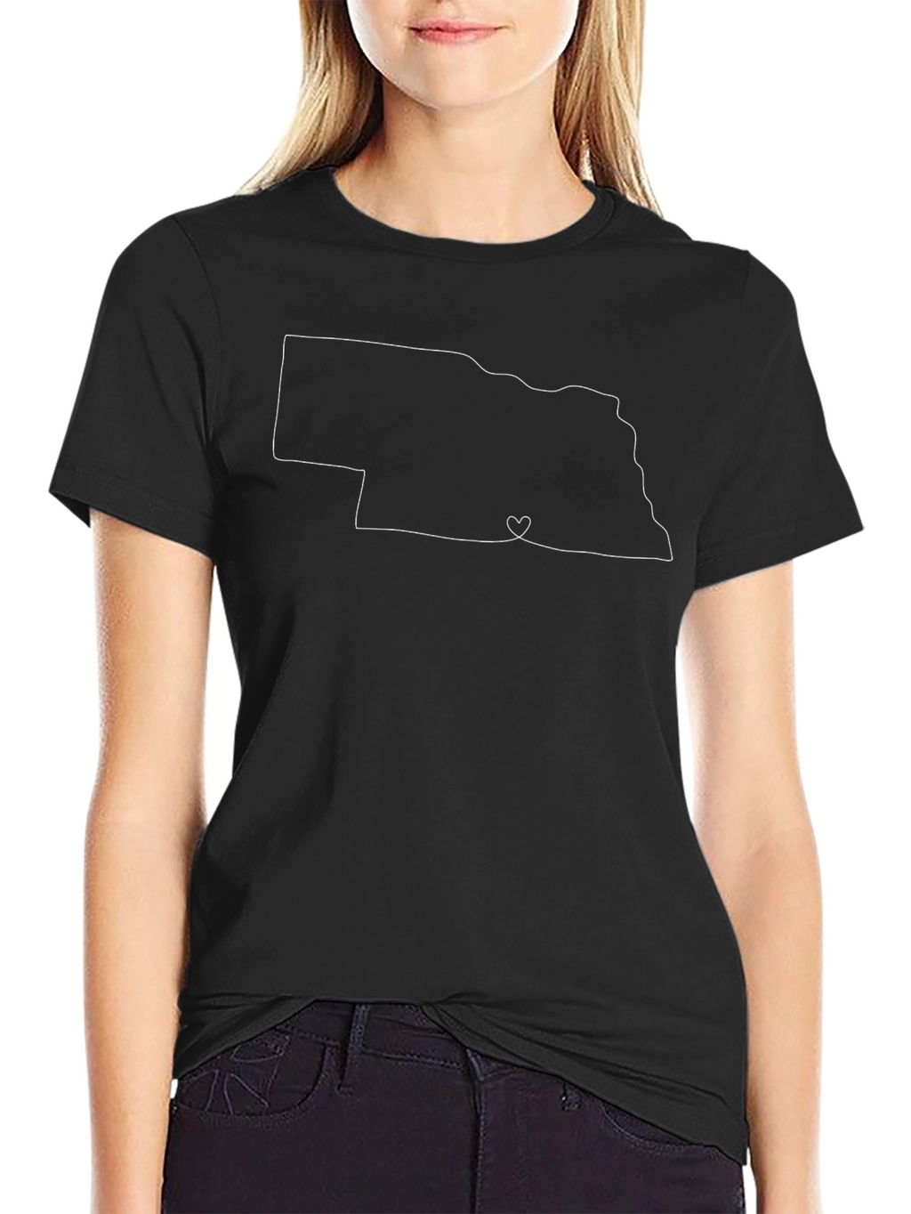 Nebraska Outline Heart T-Shirt - State Pride Tee
