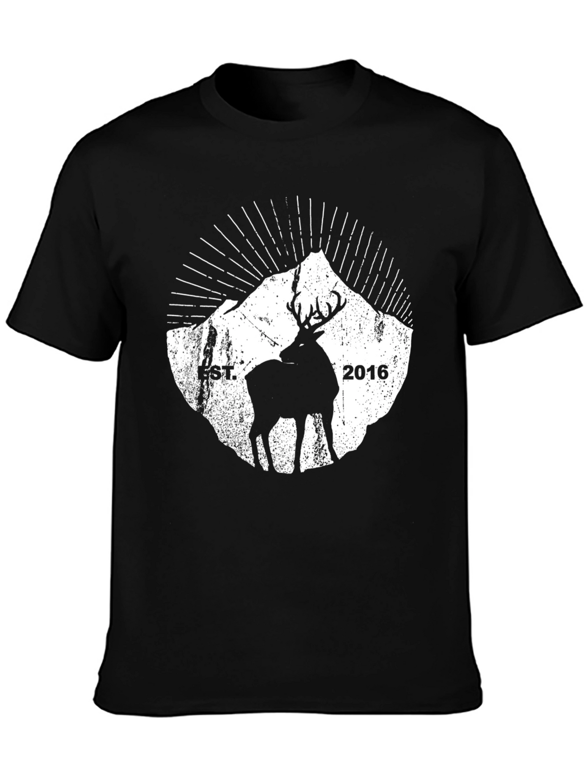 Mens Black Deer & Mountain Graphic Tee