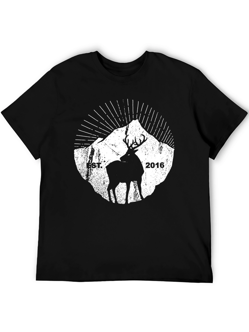 Mens Black Deer & Mountain Graphic Tee