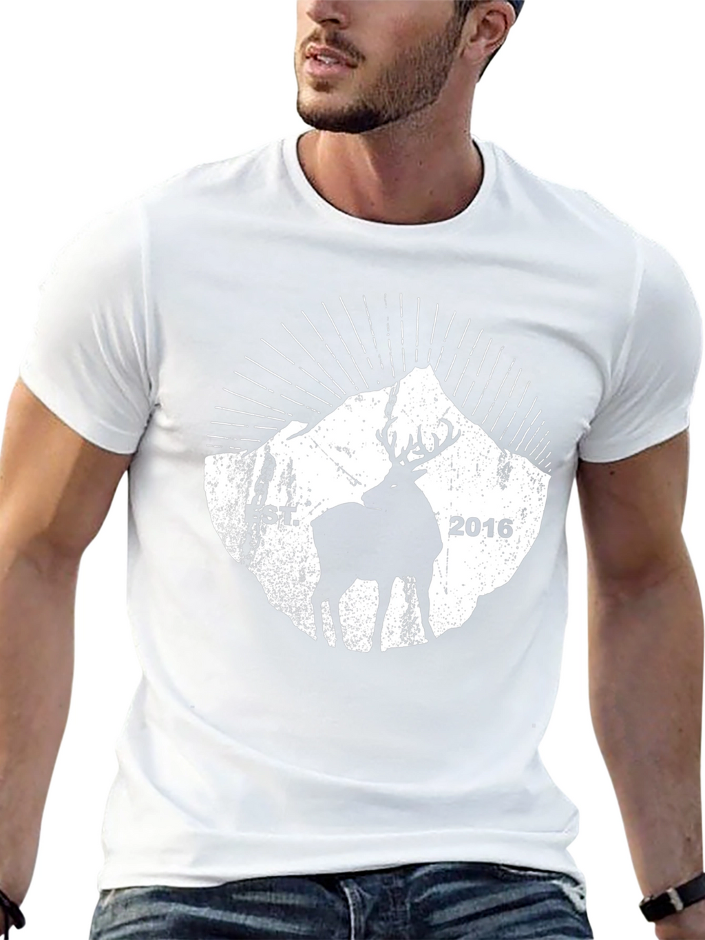 Mens Black Deer & Mountain Graphic Tee