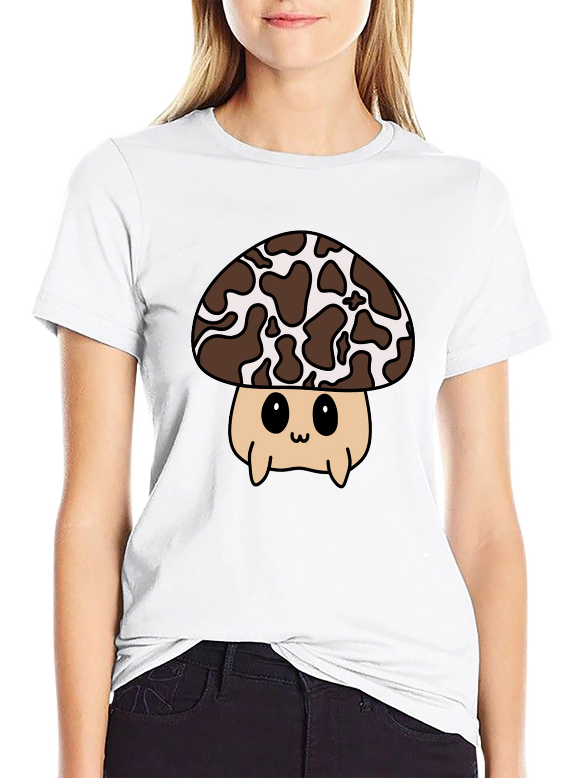 Cute Mushroom Graphic Tee - Black Unisex T-Shirt