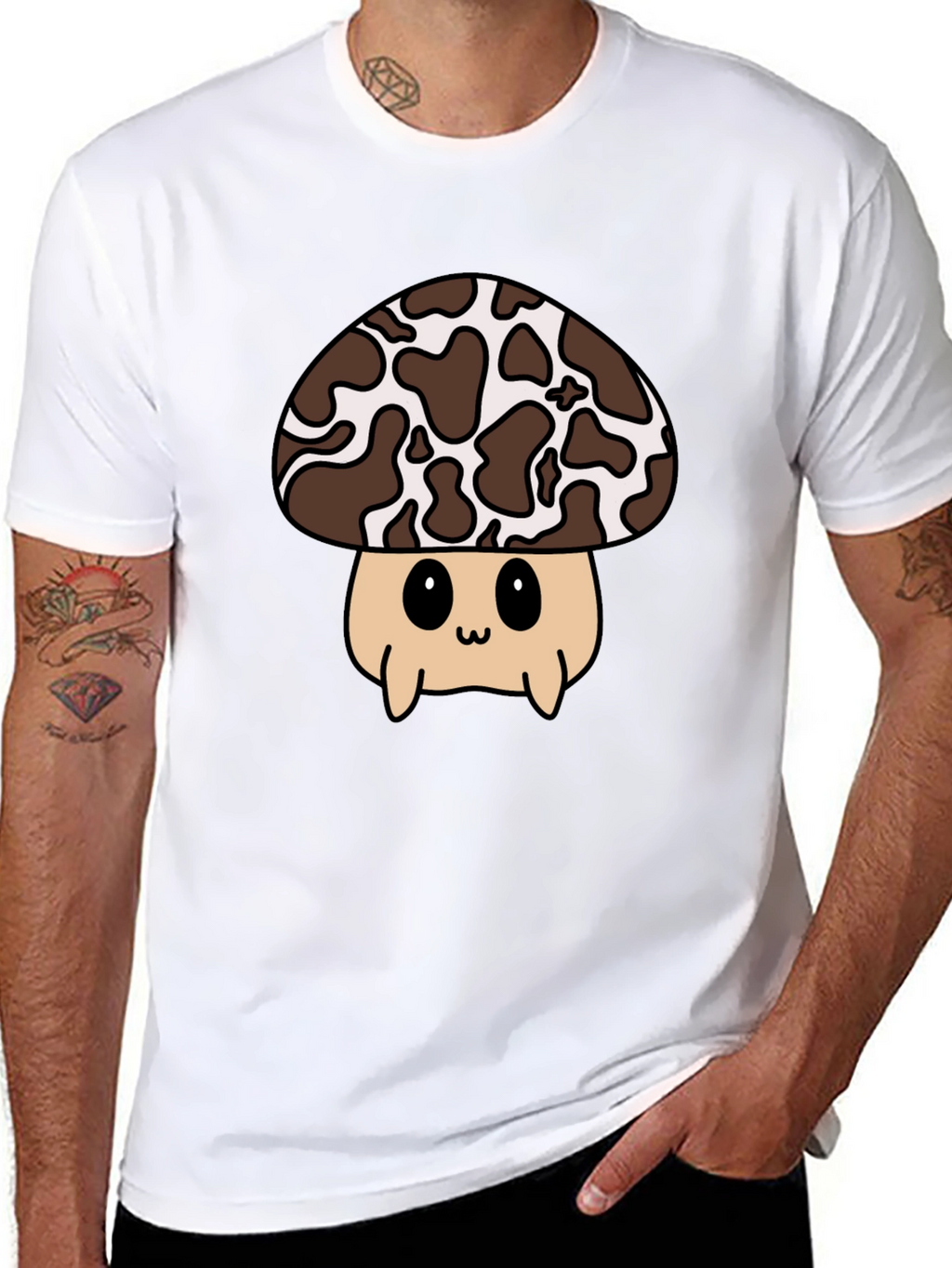 Cute Mushroom Graphic Tee - Black Unisex T-Shirt