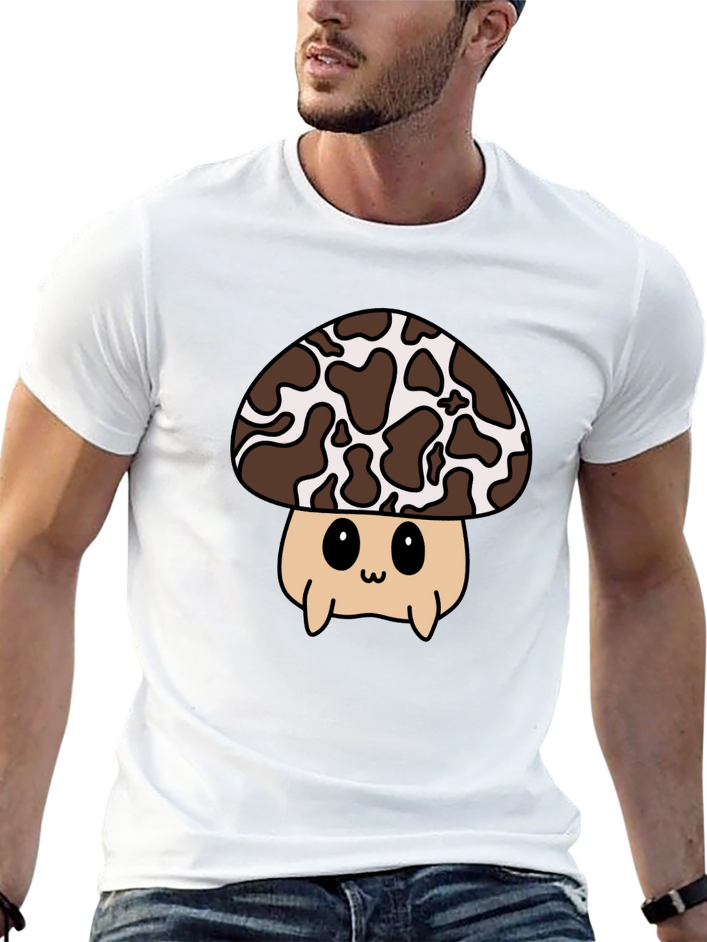 Cute Mushroom Graphic Tee - Black Unisex T-Shirt